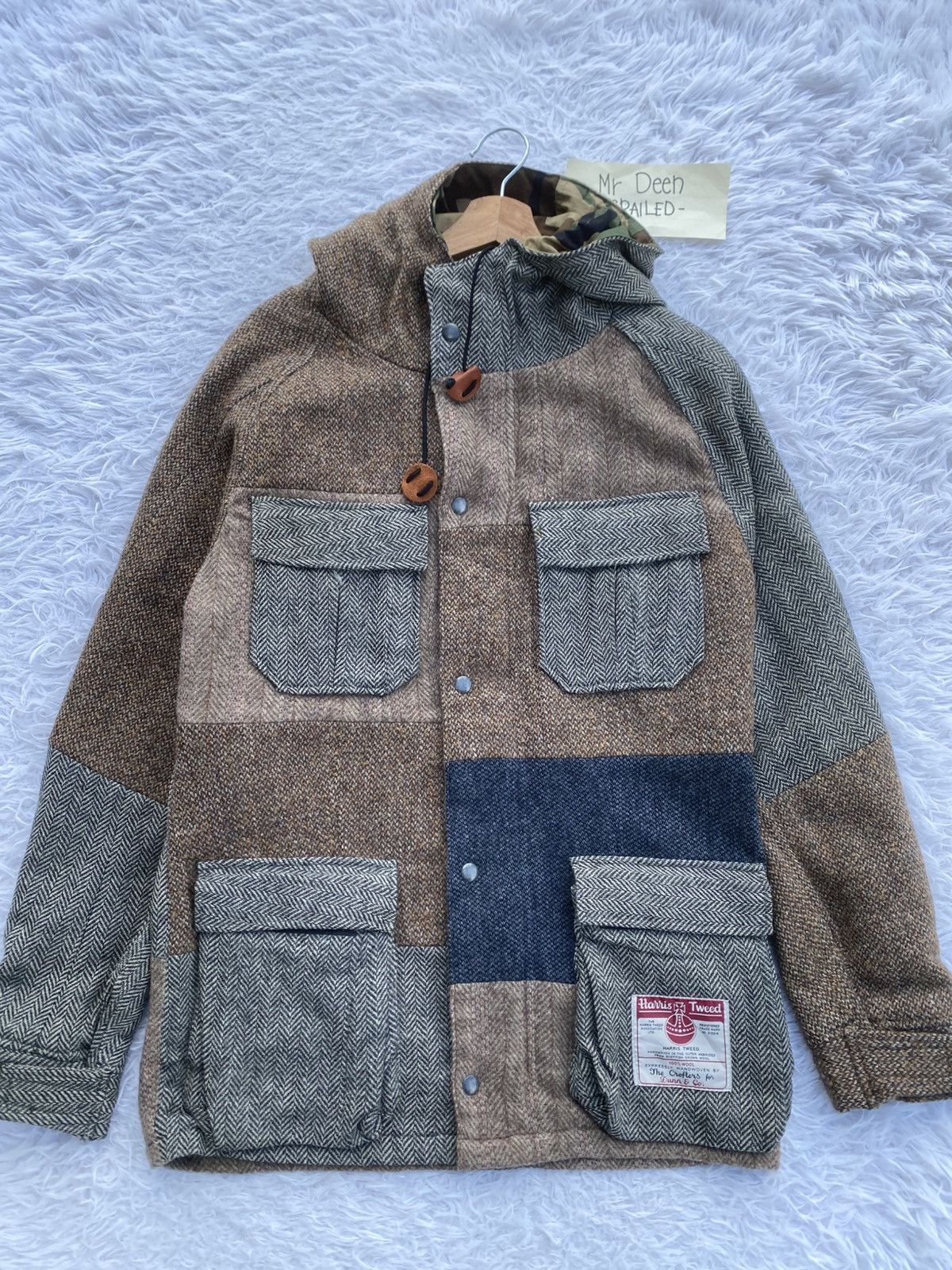 Harris Tweed Rare 1998 Vintage Harris Tweed multitone wool hoodie jacket Size US M / EU 48-50 / 2 - 4 Thumbnail