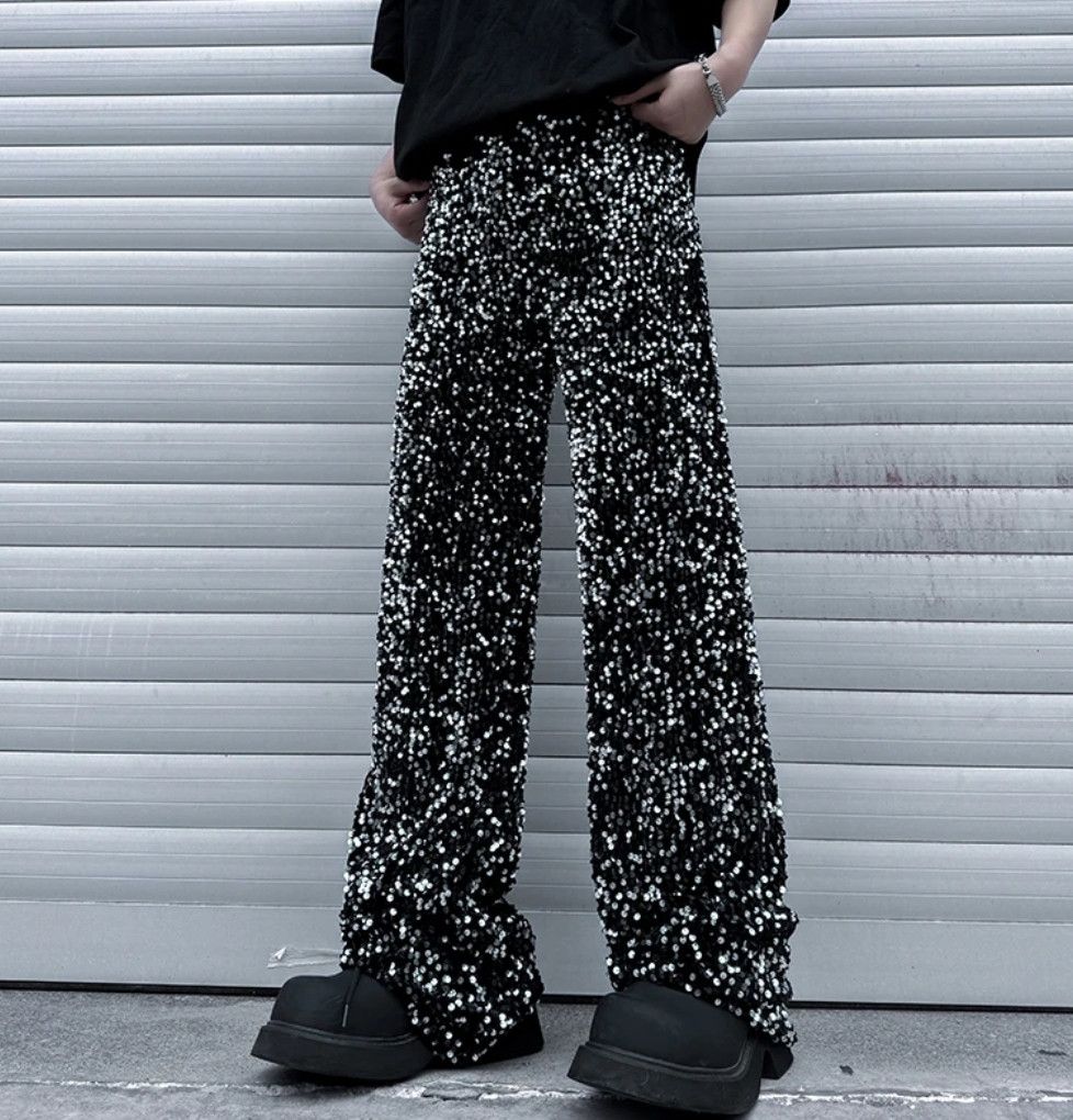 Japanese Brand × Vintage Wide Leg Pant Sequin Niche Design Bling Hip Size US 30 / EU 46 - 4 Thumbnail