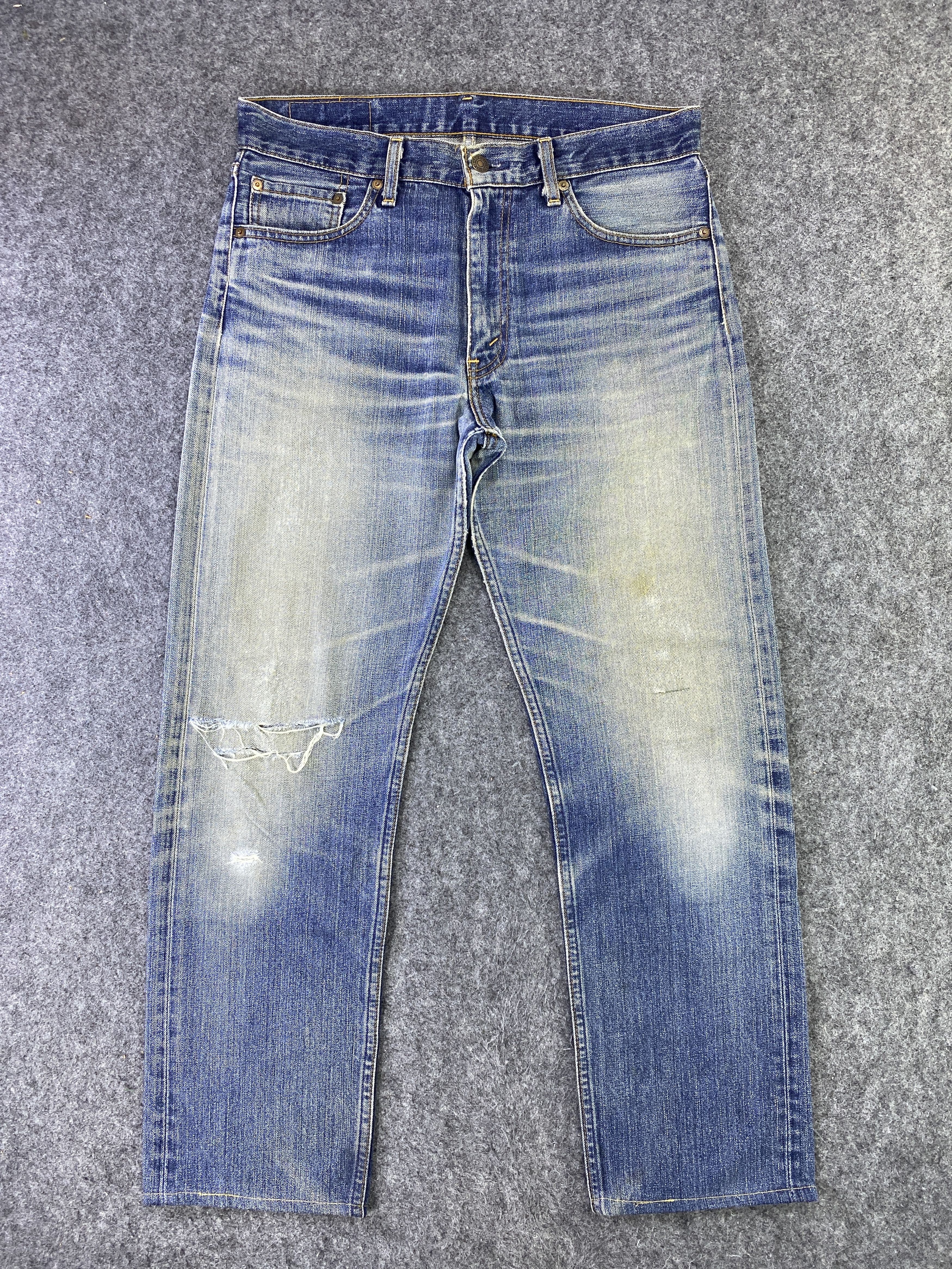 VINTAGE LEVIS 505 Distress BLUE WASH JEANS -J794