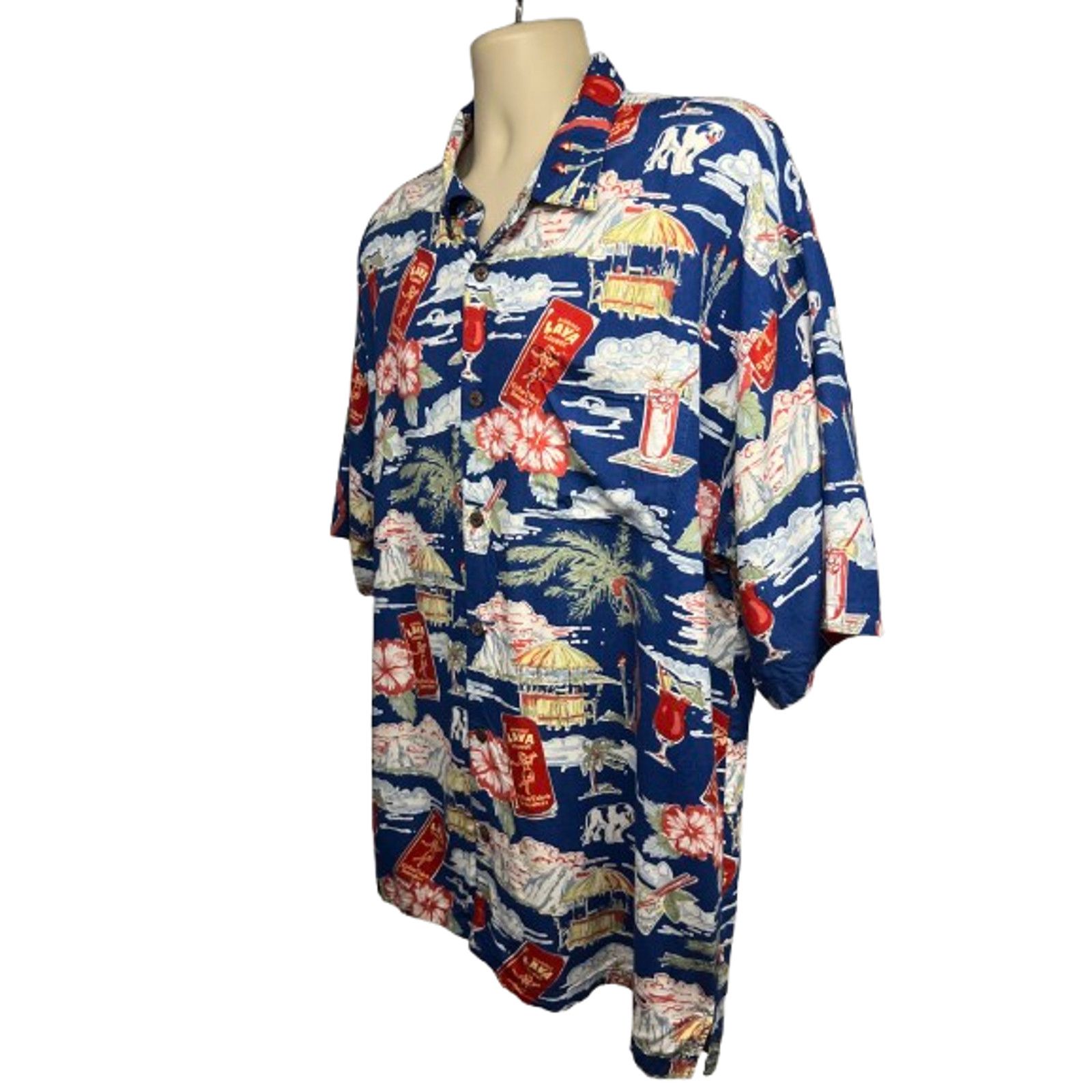 Big Dogs Big Dogs Mens Hawaiian Floral Tiki Button Up Shirt XL Pocket Size US XL / EU 56 / 4 - 3 Thumbnail