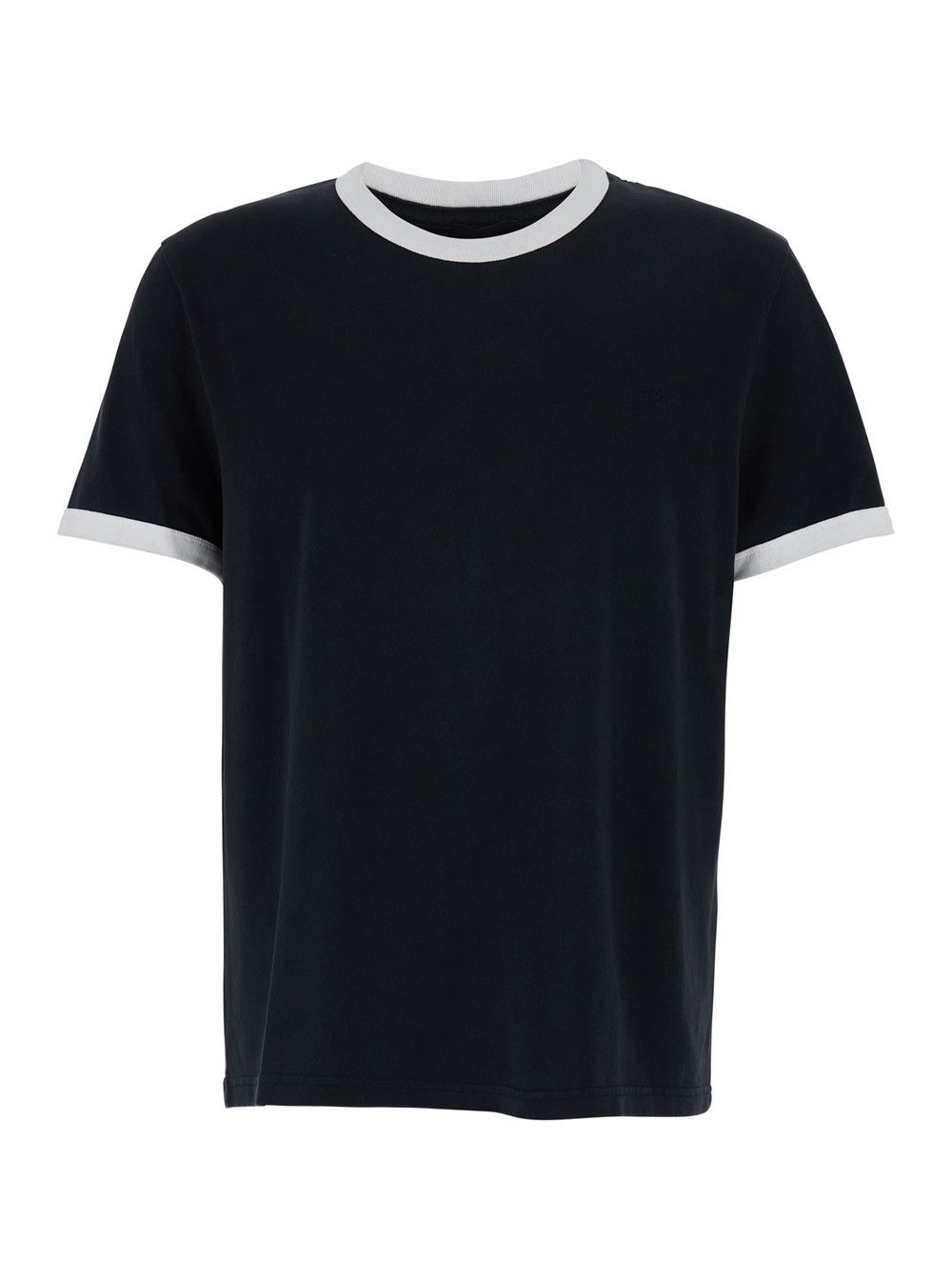 A.P.C. Black Crew Neck T-Shirt with Contrast Details in Cotton for Men Size US L / EU 52-54 / 3 - 1 Thumbnail