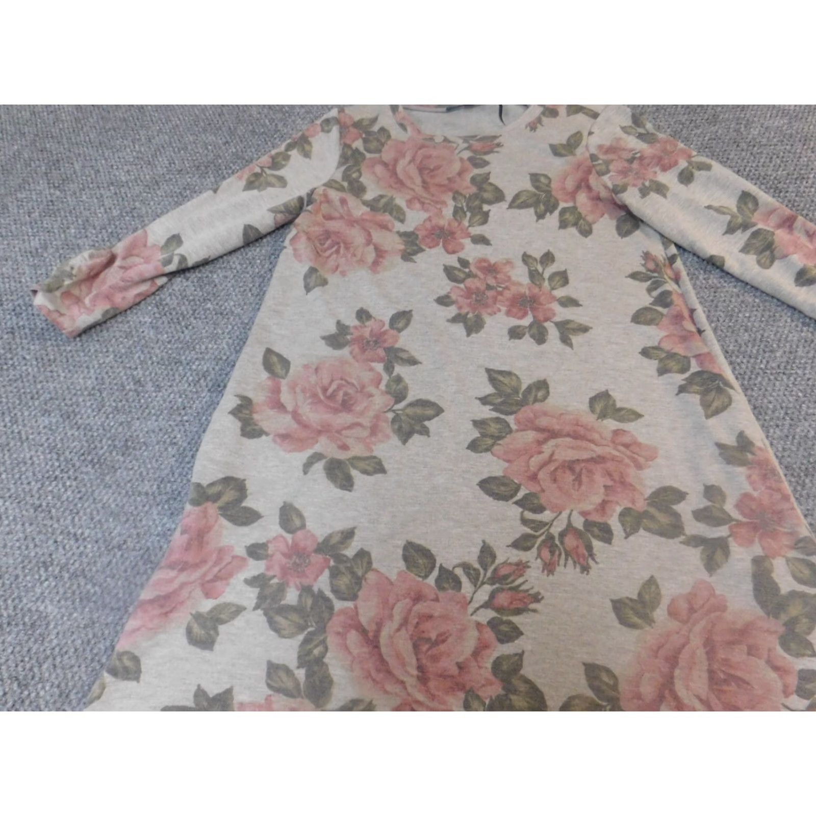 Apt. 9 Apt 9 Womens Dress M Floral A-Line Stretch Knit Nylon Long Puff Sleeve Mock Neck Crochet Pullover Casual Winter Blue Size M / US 6-8 / IT 42-44 - 3 Thumbnail