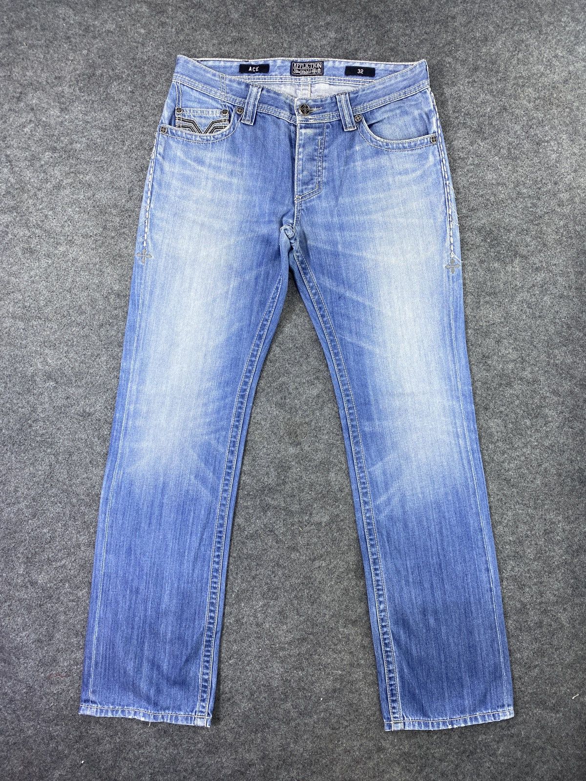 Affliction × Vintage Affliction ACE Blue Wash Jeans - J978 Size US 34 / EU 50 - 1 Thumbnail