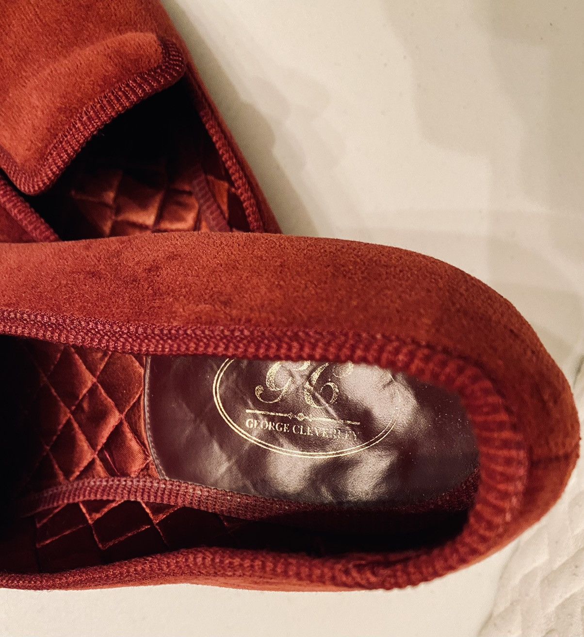 George Cleverley GEORGE CLEVERLEY 🏴󠁧󠁢󠁥󠁮󠁧󠁿 RED VELVET ALBERT SATIN QUILT LOAFER 12 Size US 12 / EU 45 - 17 Thumbnail