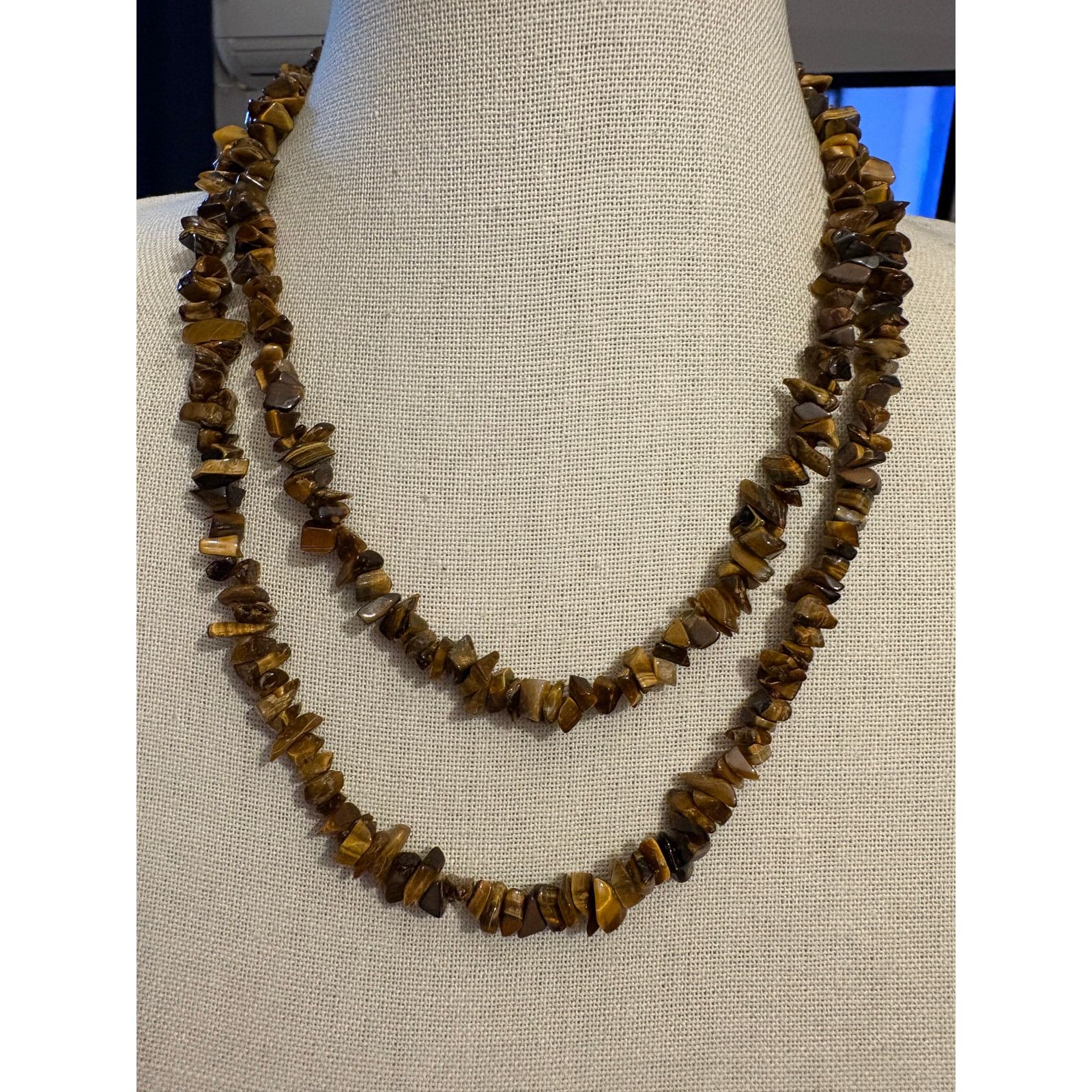 Other Vintage Tiger Eye Stone Necklace 39" Single Strand Size ONE SIZE - 2 Thumbnail