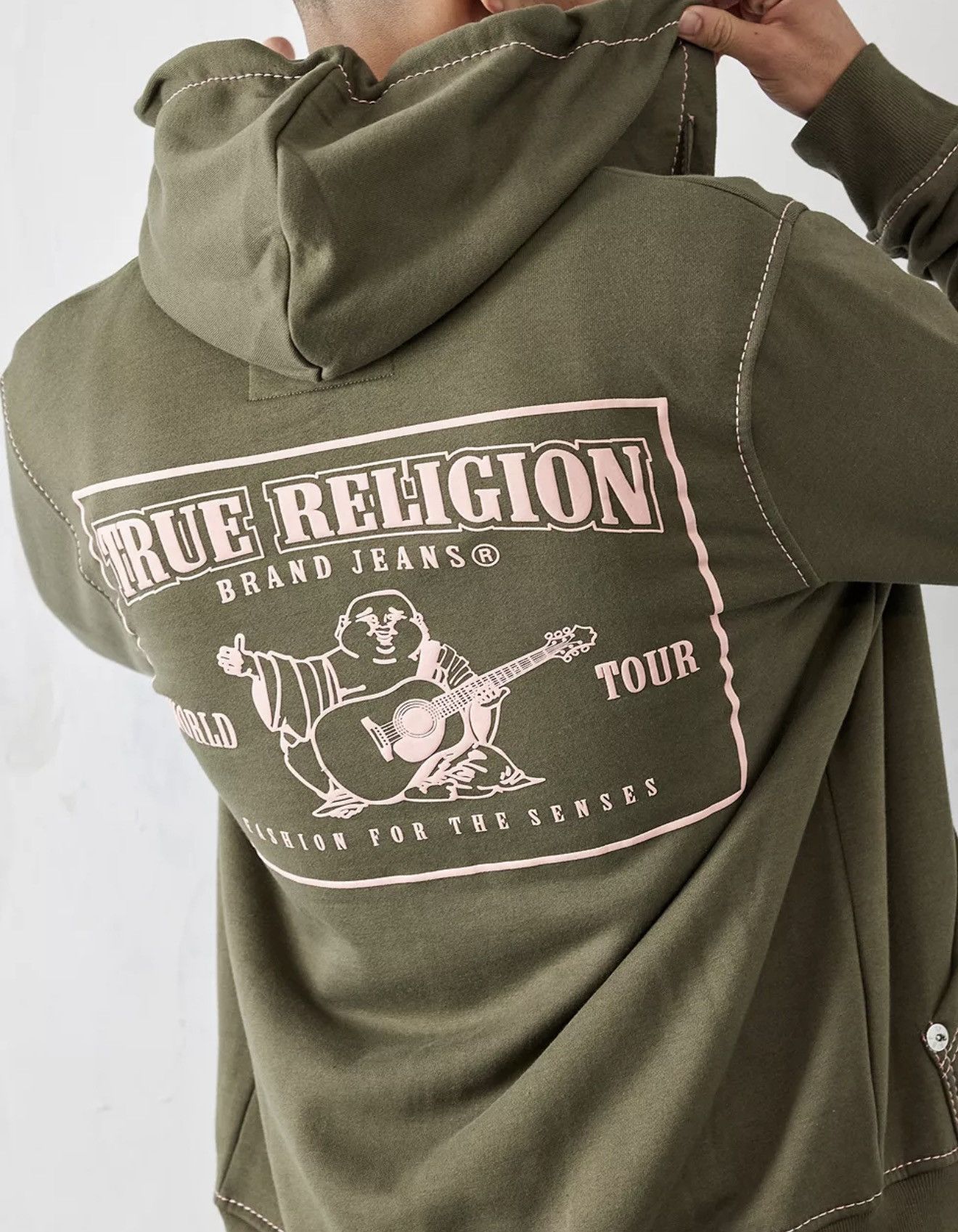 True Religion True Religion Khaki Logo Zip-Up Hoodie Size US XL / EU 56 / 4 - 2 Thumbnail