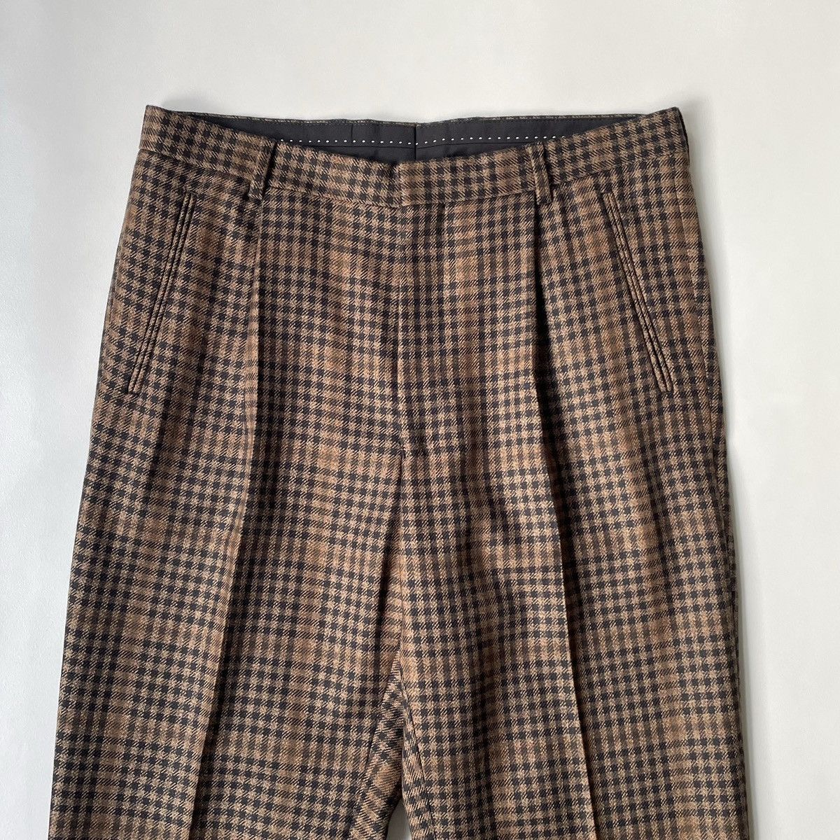 Dries Van Noten A/W 22 Brown Check Wool Trousers Size US 34 / EU 50 - 2 Thumbnail