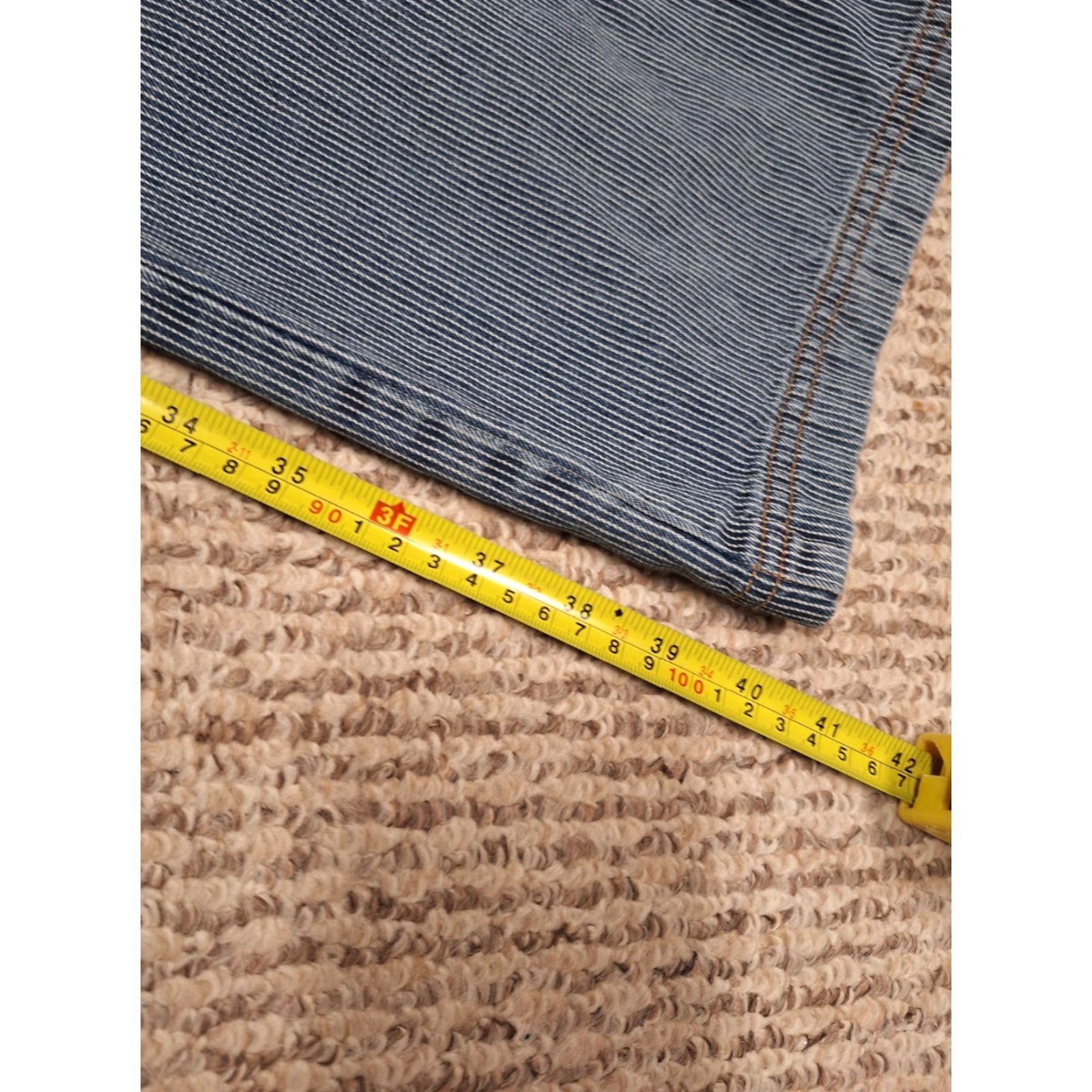 Vintage OshKosh B'gosh Womens Pants 8R Blue Railroad Striped Pants Front Pockets Button Fly Classic Fit Casual Size 30" / US 8 / IT 44 - 7 Thumbnail