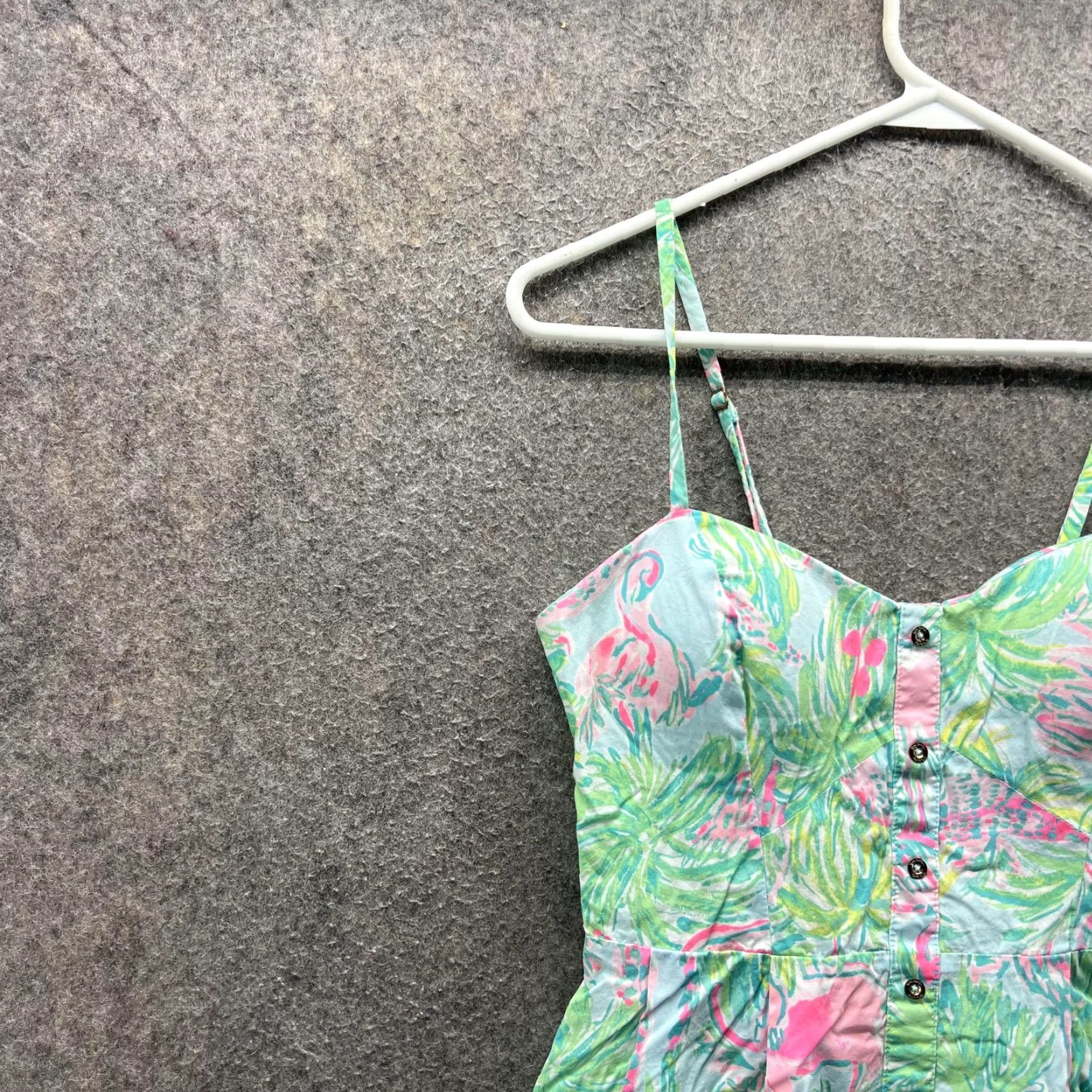 Lilly Pulitzer Lilly Pulitzer Dress Womens 2 Multicolor Flamingo Floral Button Sundress Mini Dress Size XS / US 0-2 / IT 36-38 - 3 Thumbnail