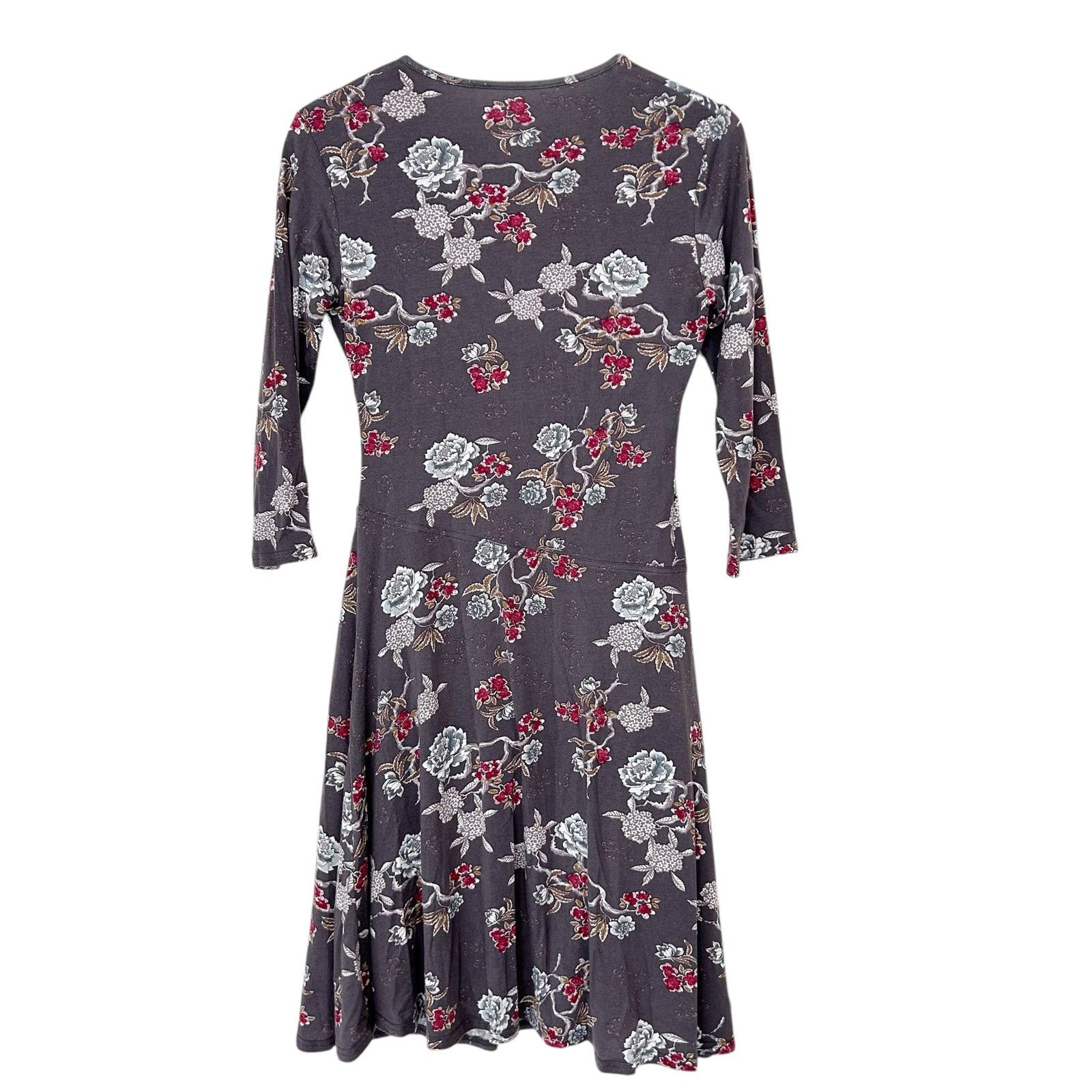 Other Garnet Hill Gray Floral Surplice Faux Wrap Dress Sz M Size M / US 6-8 / IT 42-44 - 5 Thumbnail