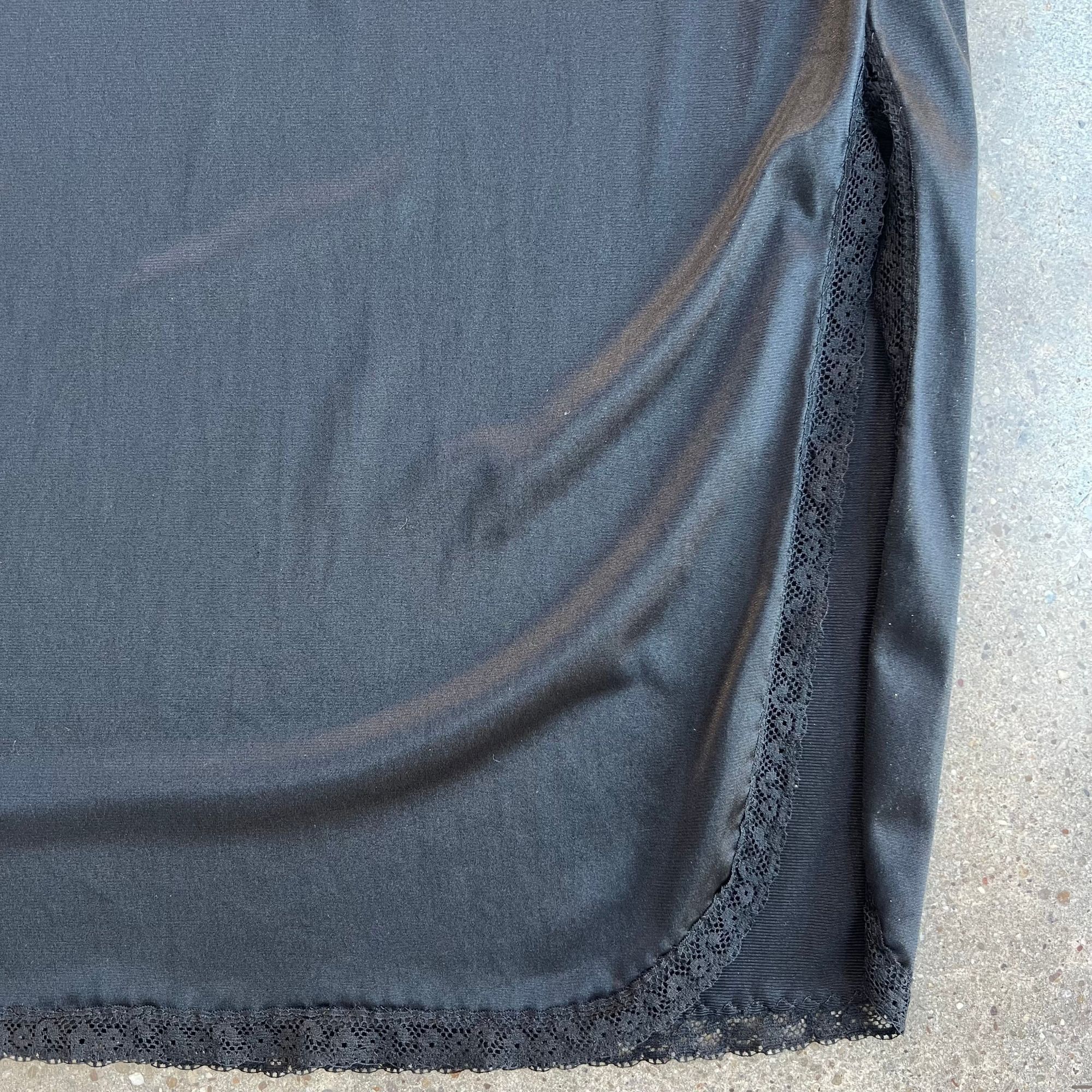 Vintage Vintage 90s Black Slip Skirt Size 32" / US 10 / IT 46 - 3 Thumbnail