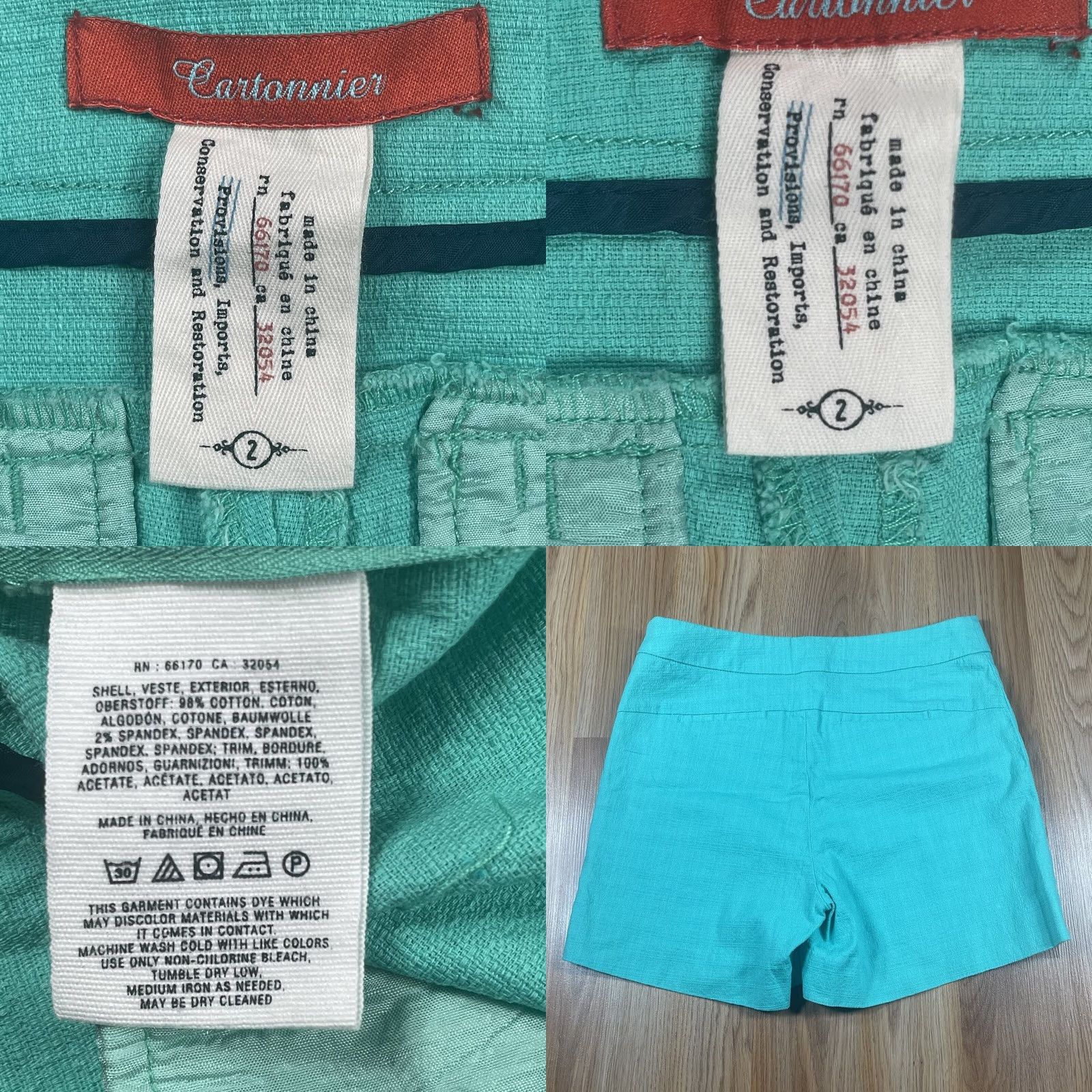 Vintage Cartonnier Shorts Womens Size 2 Blue Stretch Flat Front Khaki Chino Slacks Size 26" / US 2 / IT 38 - 8 Thumbnail