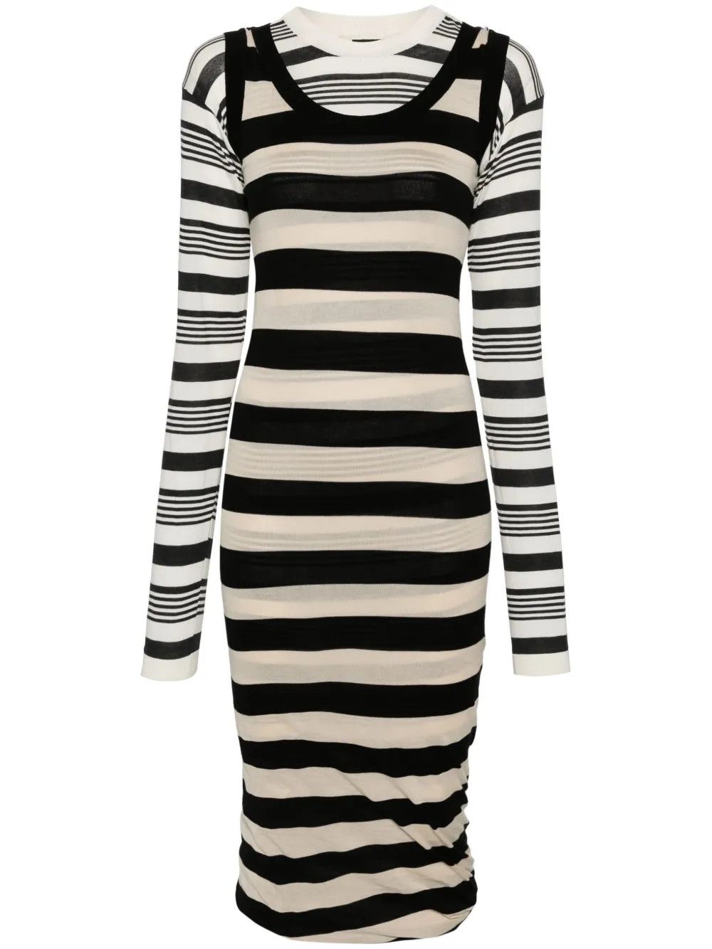 Marni o1y1025 Midi Dress in Black/White Size M / US 6-8 / IT 42-44 - 1 Thumbnail