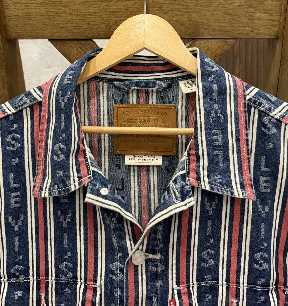 Levi's 🔥RARE🔥LEVI'S Embarcadero Station Stripe Logo Denim Jacket Size US M / EU 48-50 / 2 - 12 Thumbnail