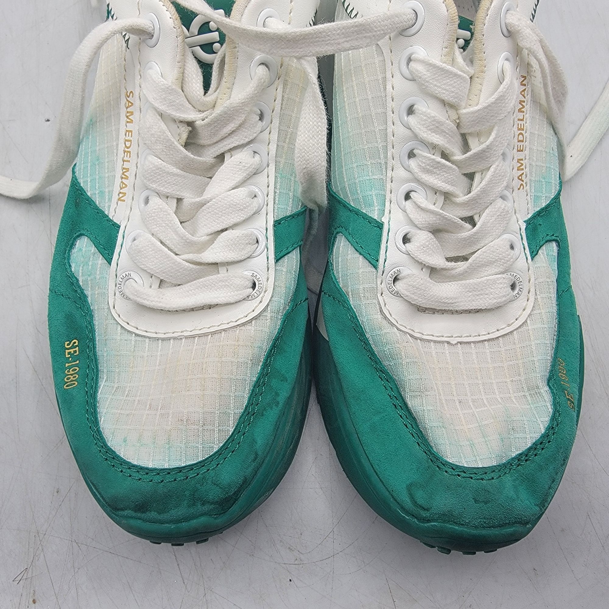 Sam Edelman Sam Edelman Layla Womens 8.5M Green White Sneaker Shoes Walk Size US 8.5 / IT 38.5 - 10 Thumbnail