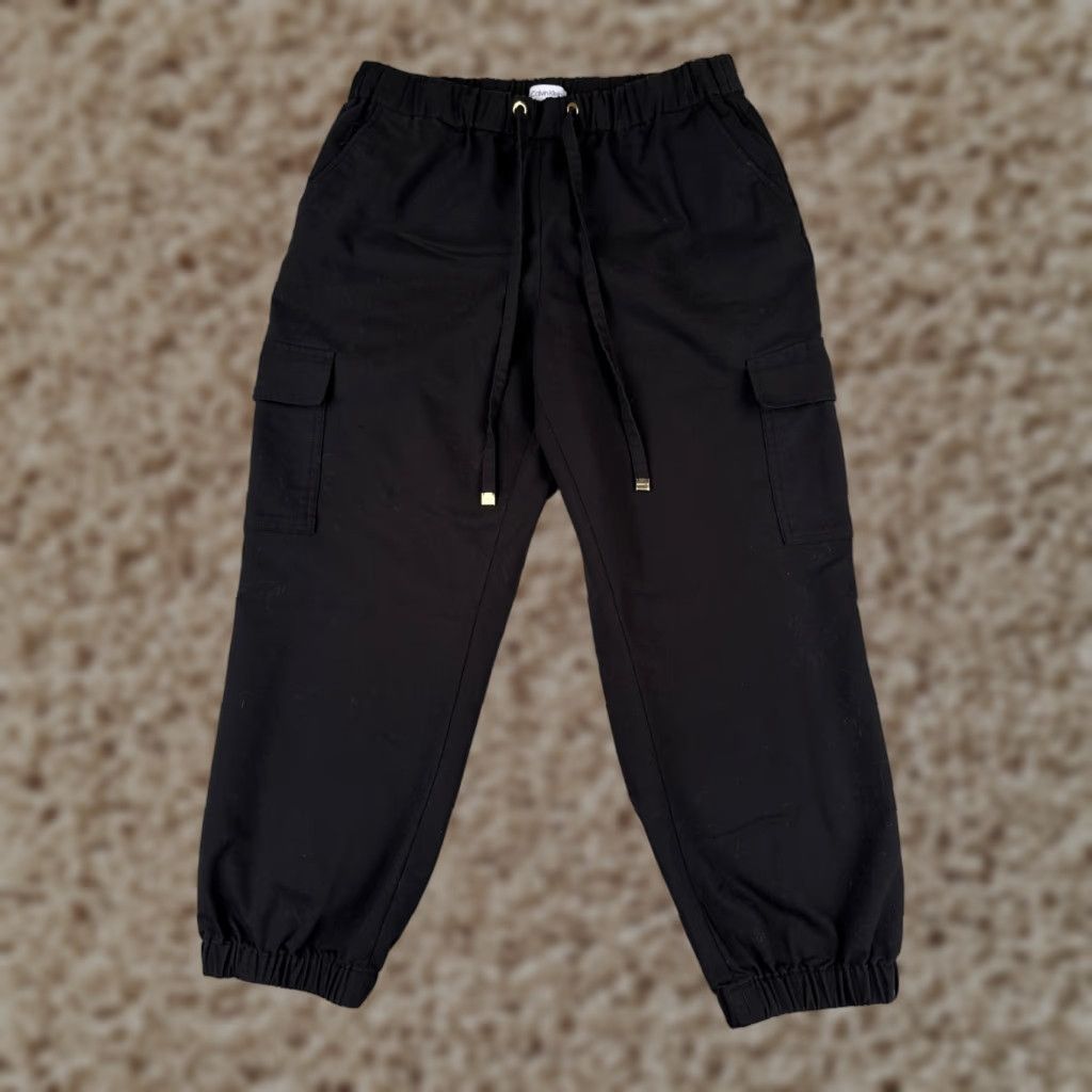 Calvin Klein Calvin Klein Women's Cargo Pants Medium Black Tapered Knit 30x24 Elastic Waist Size 32" / US 10 / IT 46 - 1 Thumbnail