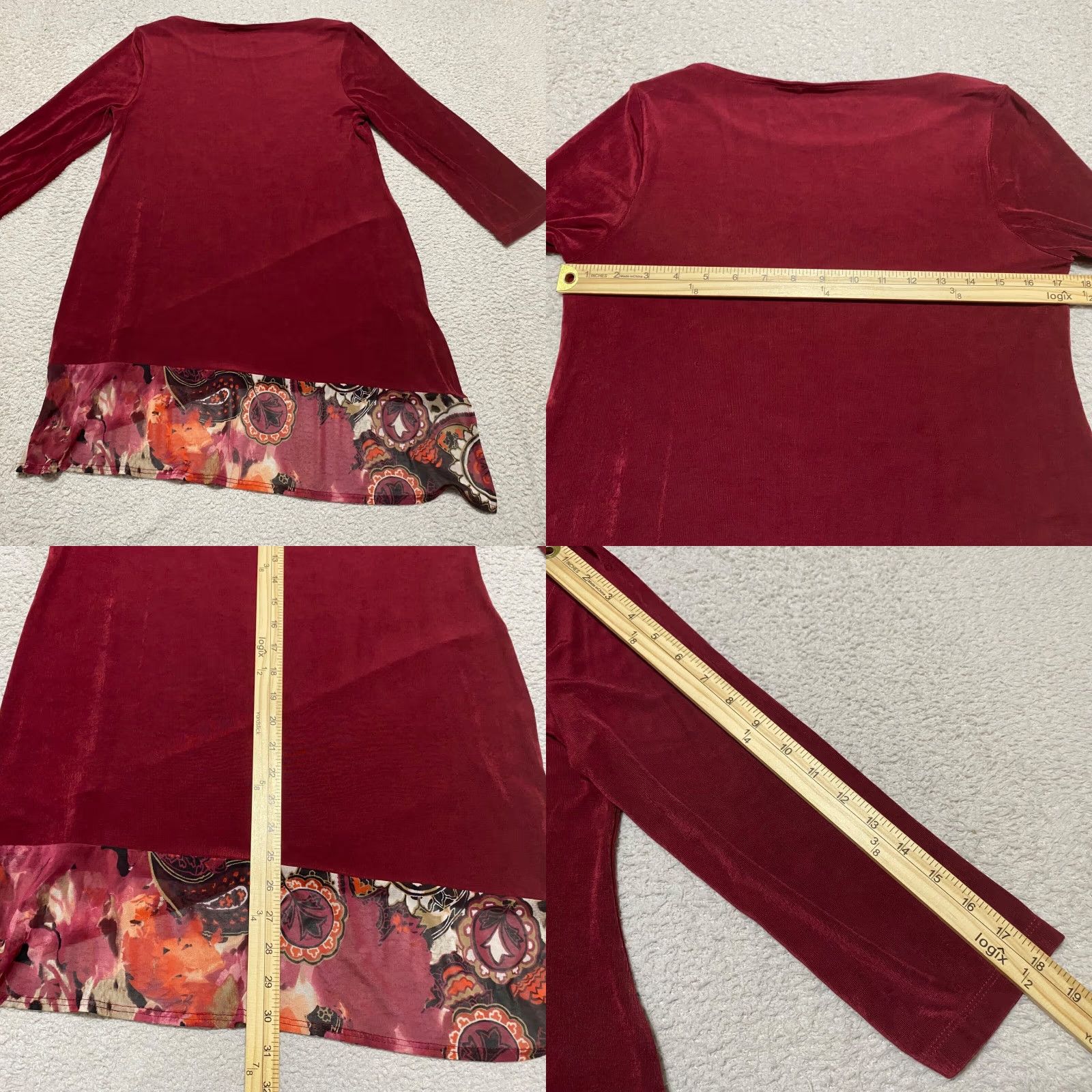 Vintage Chico's Womens sz 0 Shirt Red Tunic 3/4 Sleeve Asymmetric Hem US 4/6 Travelers Size M / US 6-8 / IT 42-44 - 8 Thumbnail