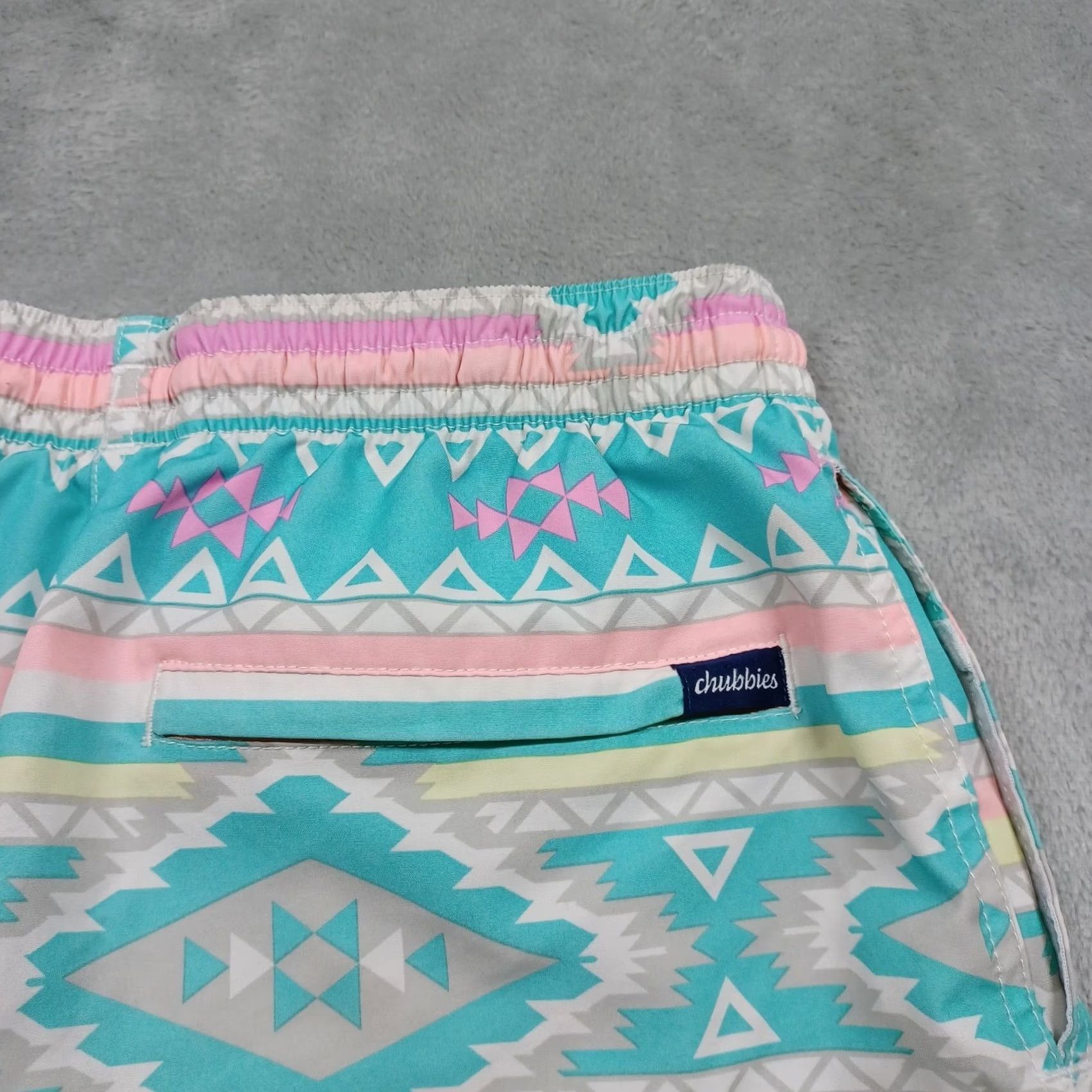 Chubbies Chubbies Swim Trunks Mens Small Blue Aztec Drawstring Preppy Size ONE SIZE - 4 Thumbnail
