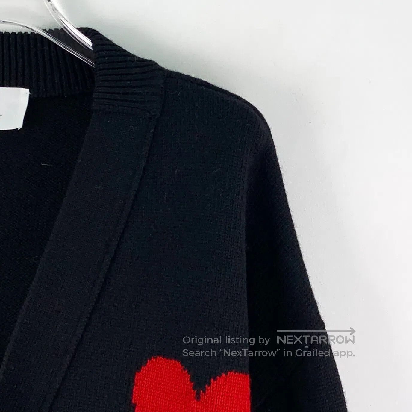 AMI Ami Black Heart Embroidered Wool V-neck Single Breasted Lo Size S / US 4 / IT 40 - 3 Thumbnail