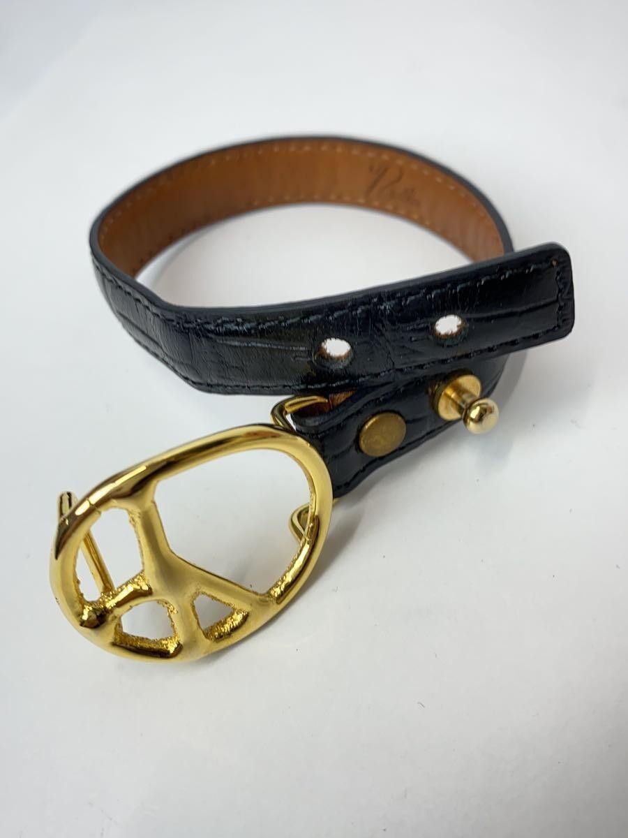 Needles Peace Buckle Crocodile Embossed Leather Bracelet