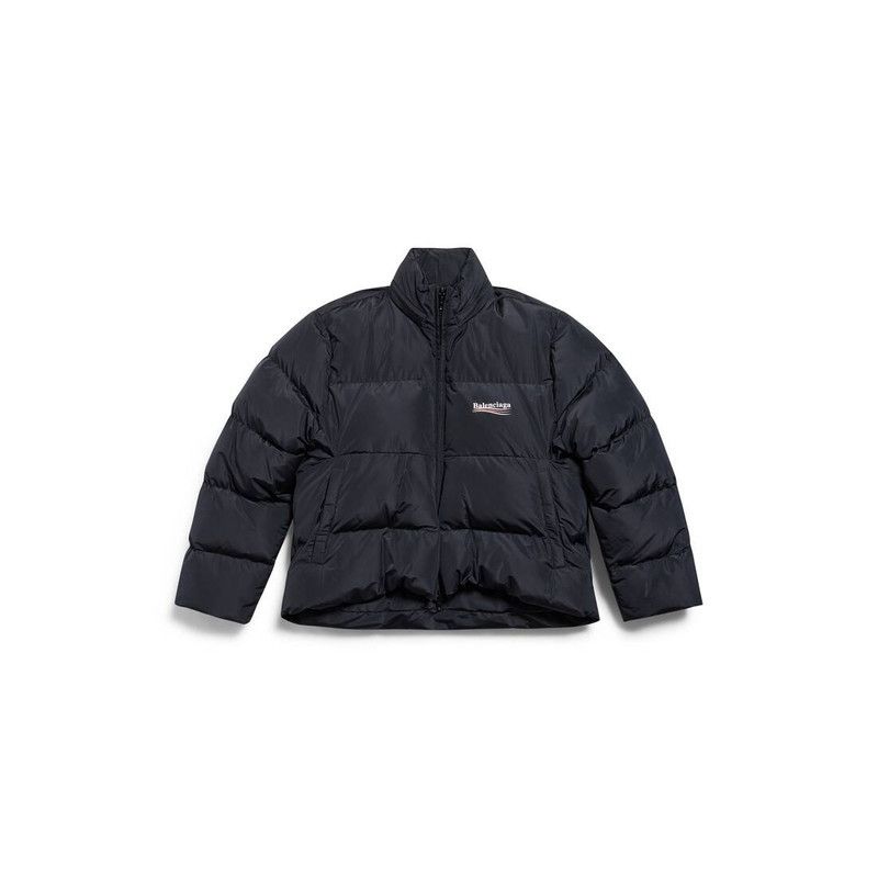 Balenciaga o1tr1nto0126 Political Campaign C-Shape Puffer Jacket Black Size XS / US 0-2 / IT 36-38 - 1 Thumbnail