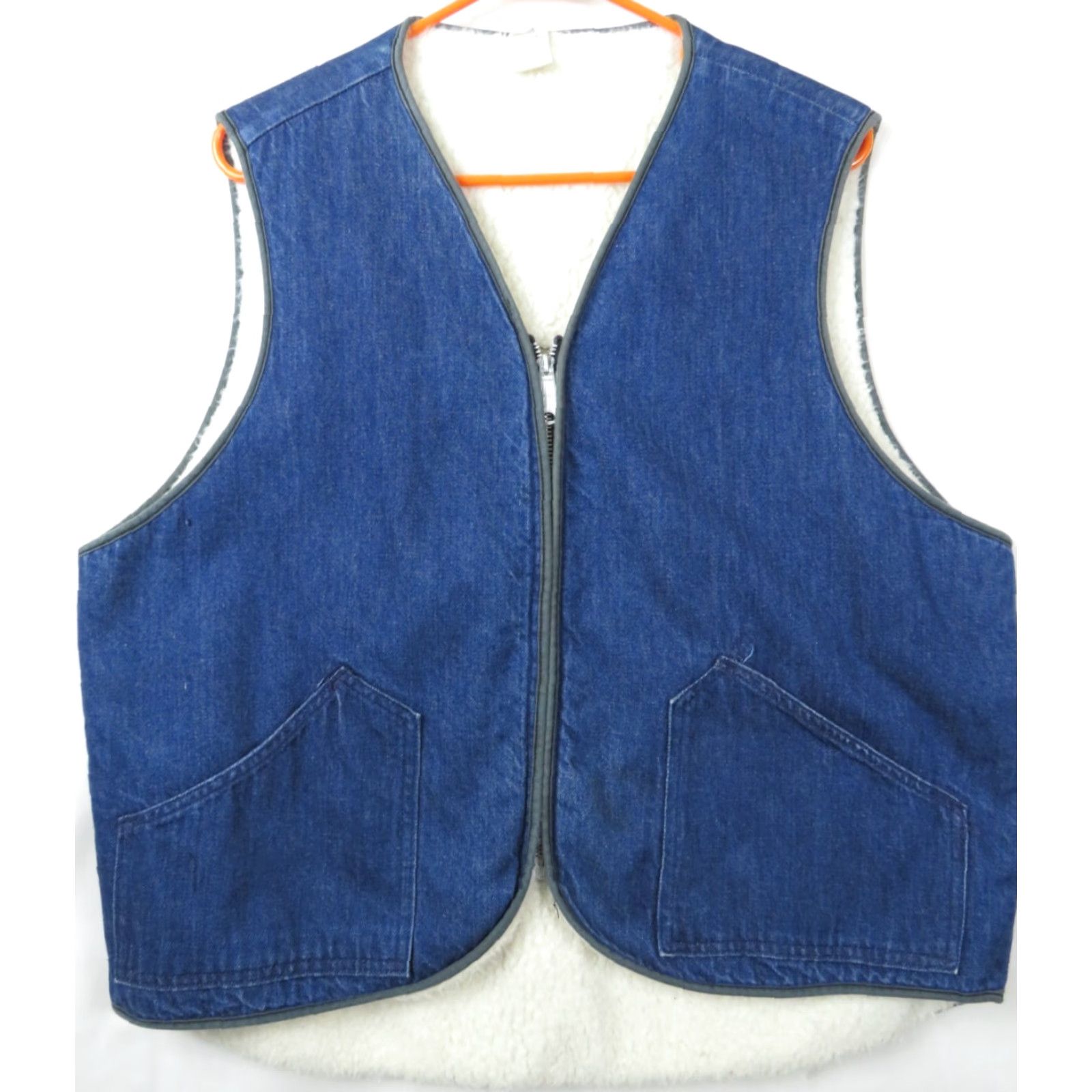 Denime VINTAGE 60's Sherpa Lined Denim Vest Abbot Talon Zipper Workwear Medium M Blue Quilted Mens Size US M / EU 48-50 / 2 - 2 Thumbnail