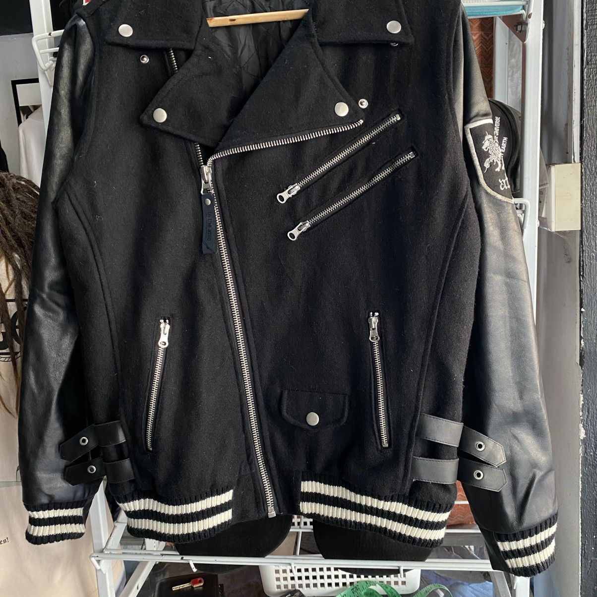In The Attic n The Attic Leather Sleeve Biker Jacket Moto Varsity Hybrid Size US M / EU 48-50 / 2 - 5 Thumbnail