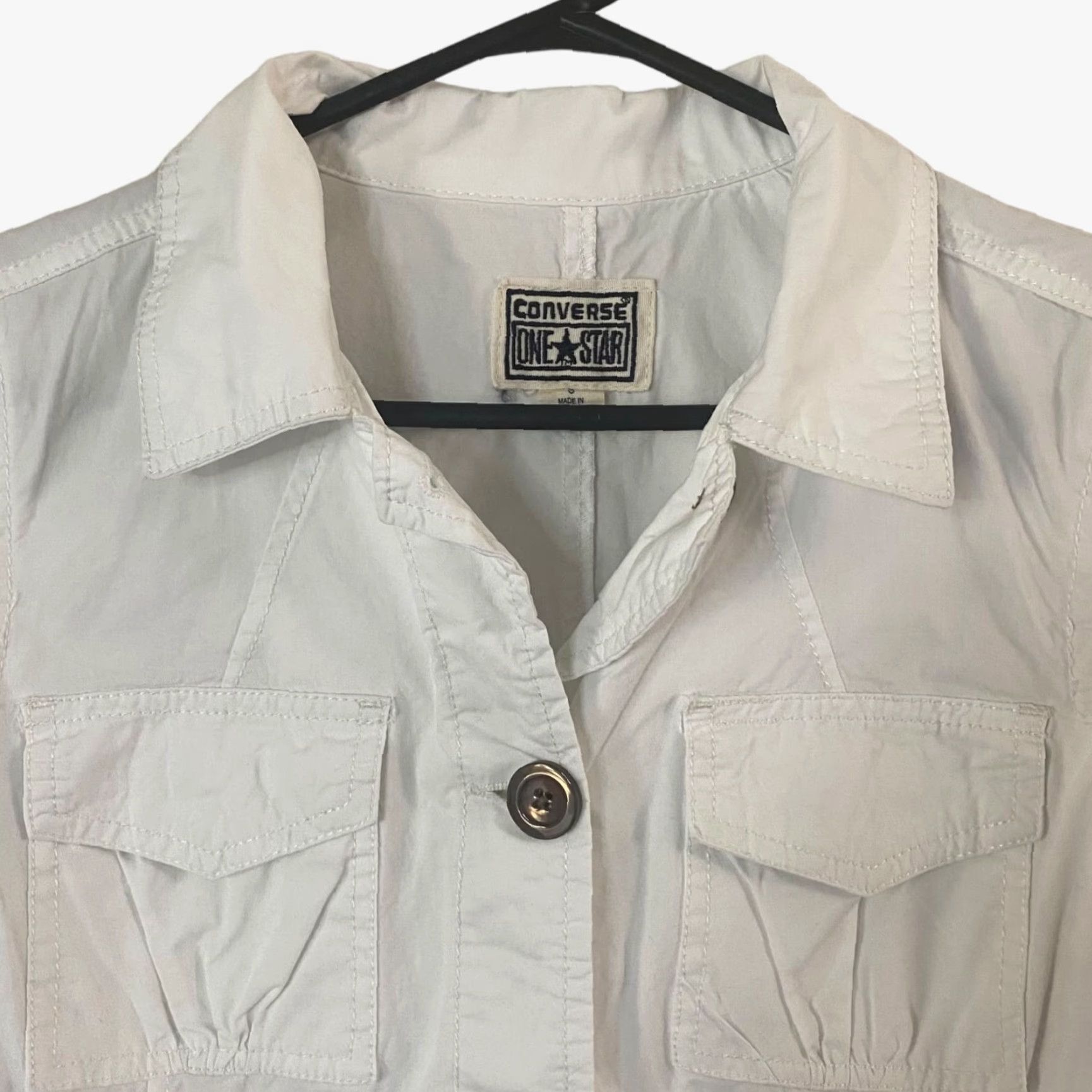 Converse Converse Women's Small White Cotton Long-Sleeve Button-Up Utility Cargo Jacket Size S / US 4 / IT 40 - 5 Thumbnail