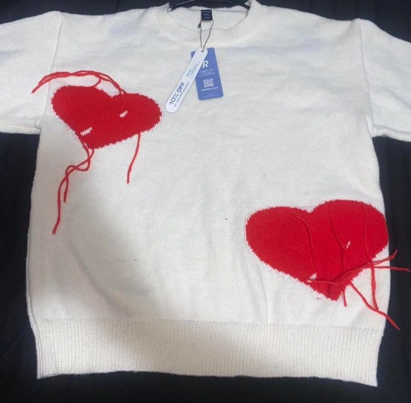 Other Distressed Heart Patch Knit Sweater Size XXL / US 16-18 / IT 52-54 - 1 Thumbnail