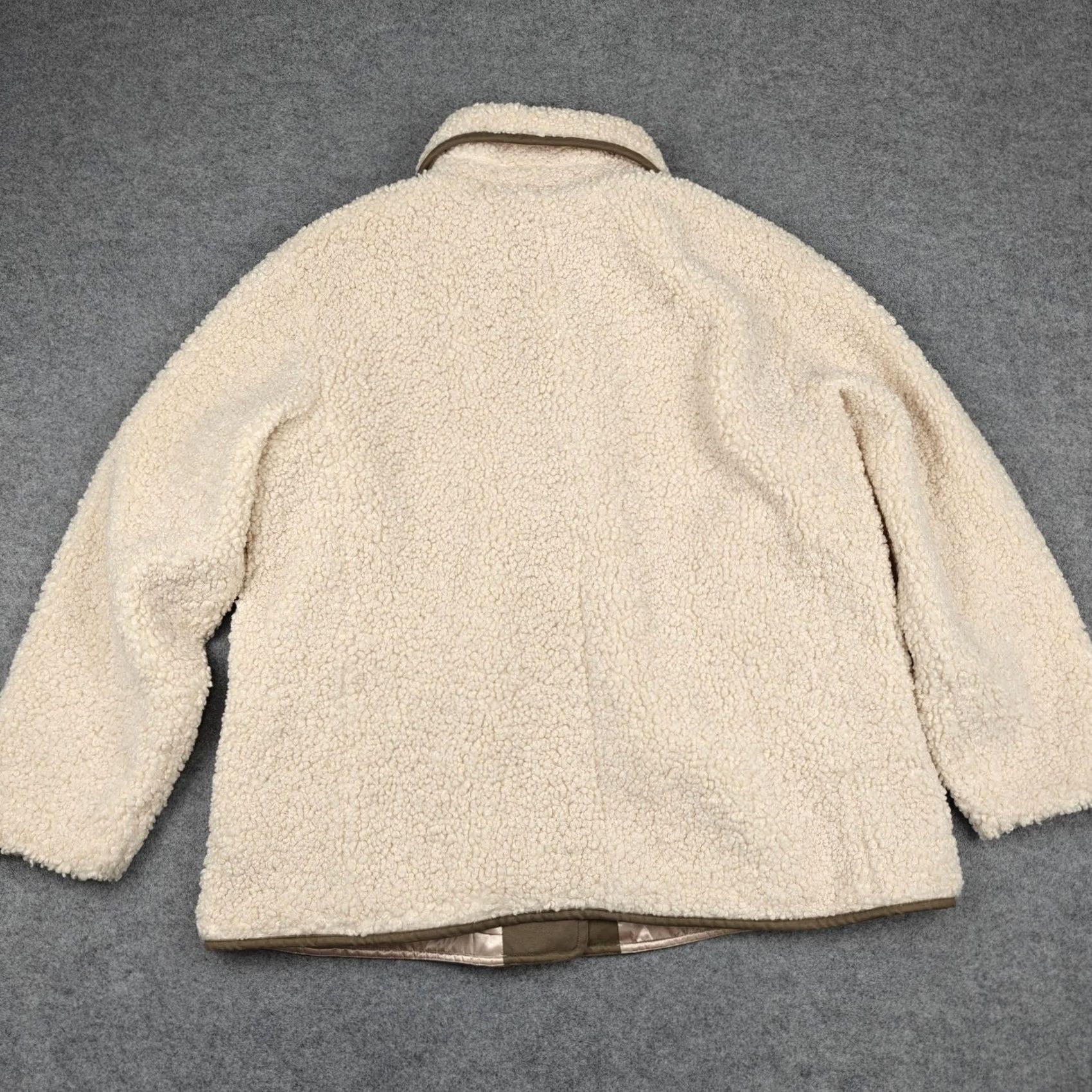 J.Crew J.CREW Jacket Womens 2XL White Faux Fur Sherpa Button Front Lined Pockets Wool? No, Polyester Size XXL / US 16-18 / IT 52-54 - 7 Thumbnail