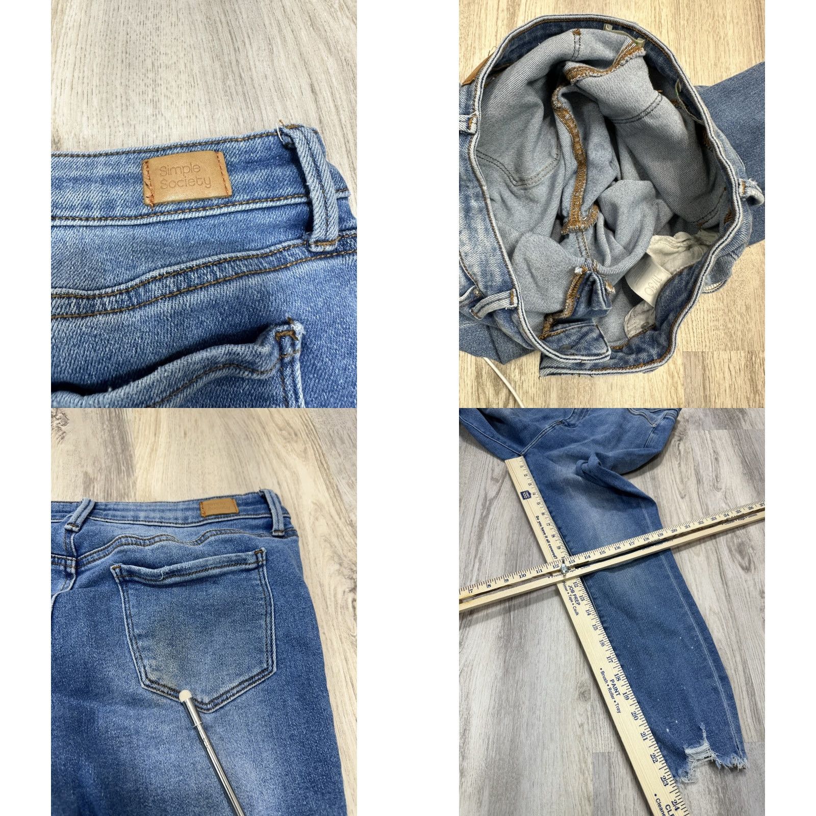 Vintage Womens Simple Society Jeans Ankle Blue Distressed Raw Edge Sz 11/30 Size 32" / US 10 / IT 46 - 8 Thumbnail