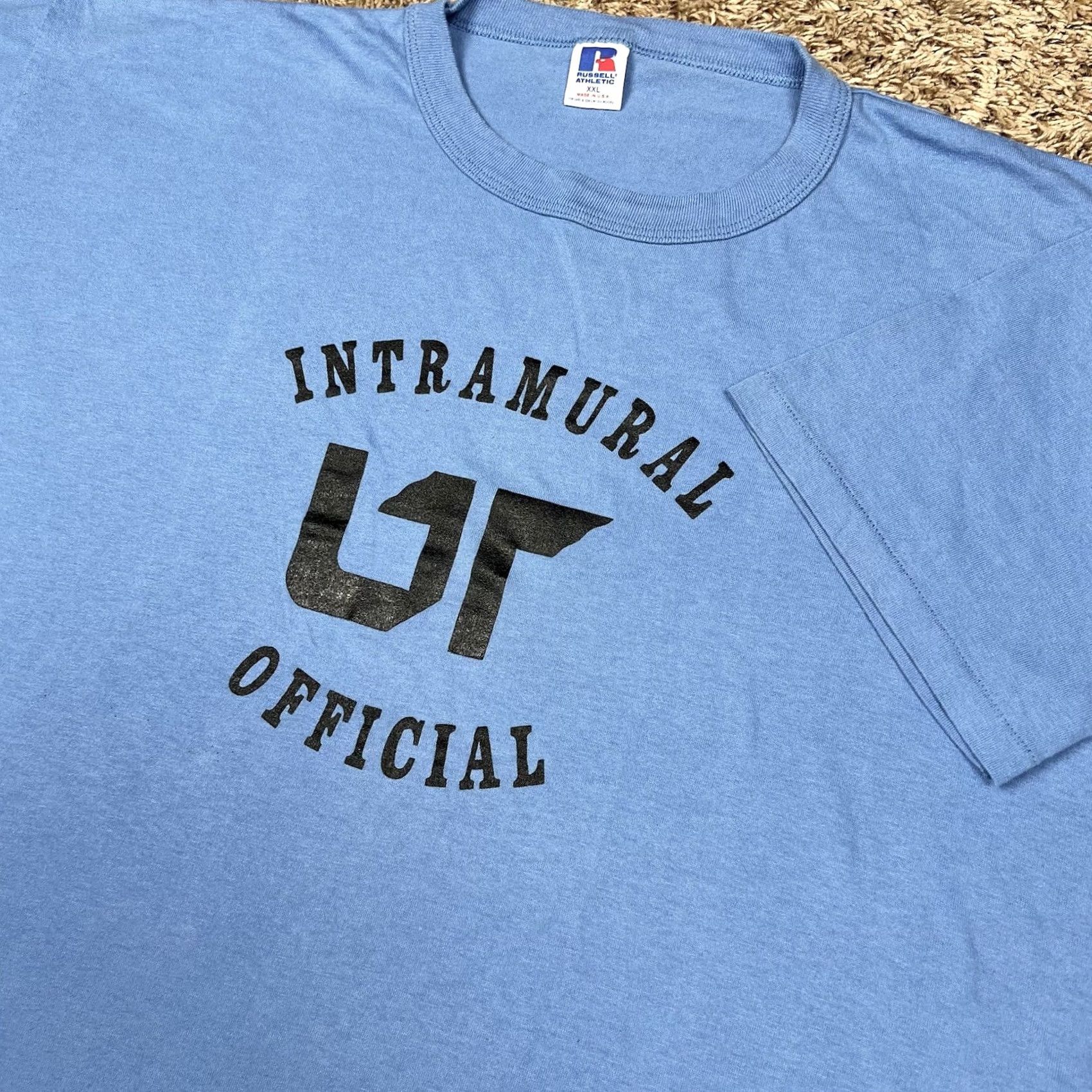Russell Athletic VINTAGE Russell Athletic Graphic Tee Shirt 2XL Blue 90s Single Stitch Mens Womens Unisex Adults Shirt Size US XXL / EU 58 / 5 - 4 Thumbnail