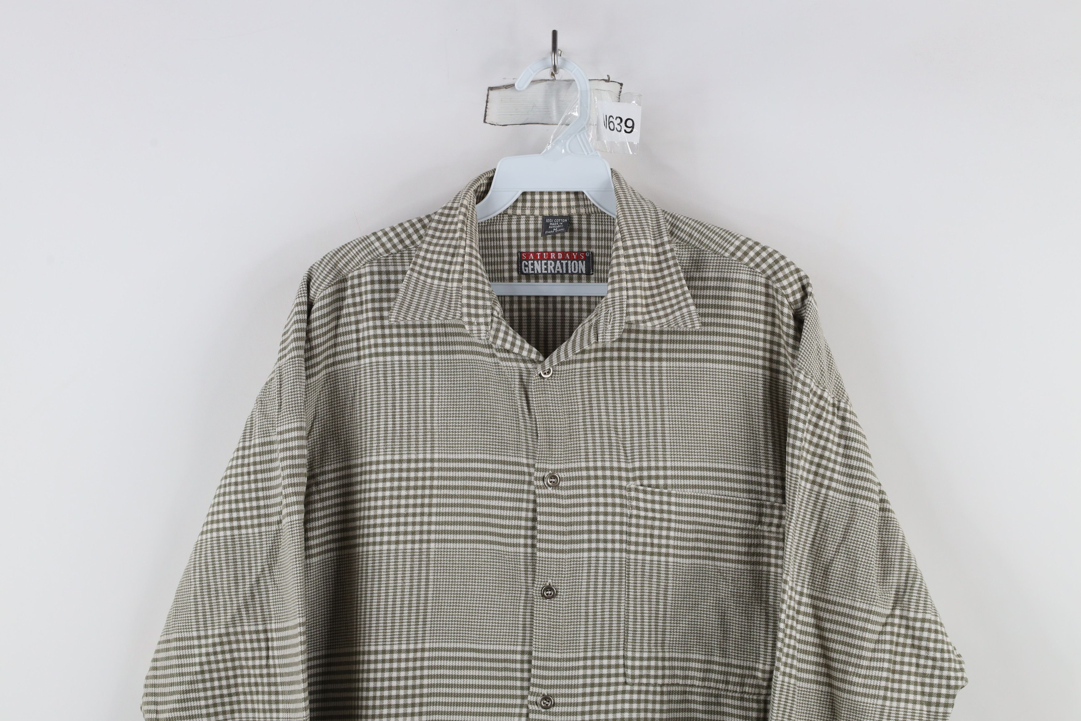 Vintage Vintage 90s Streetwear Houndstooth Flannel Button Shirt Size US M / EU 48-50 / 2 - 2 Thumbnail