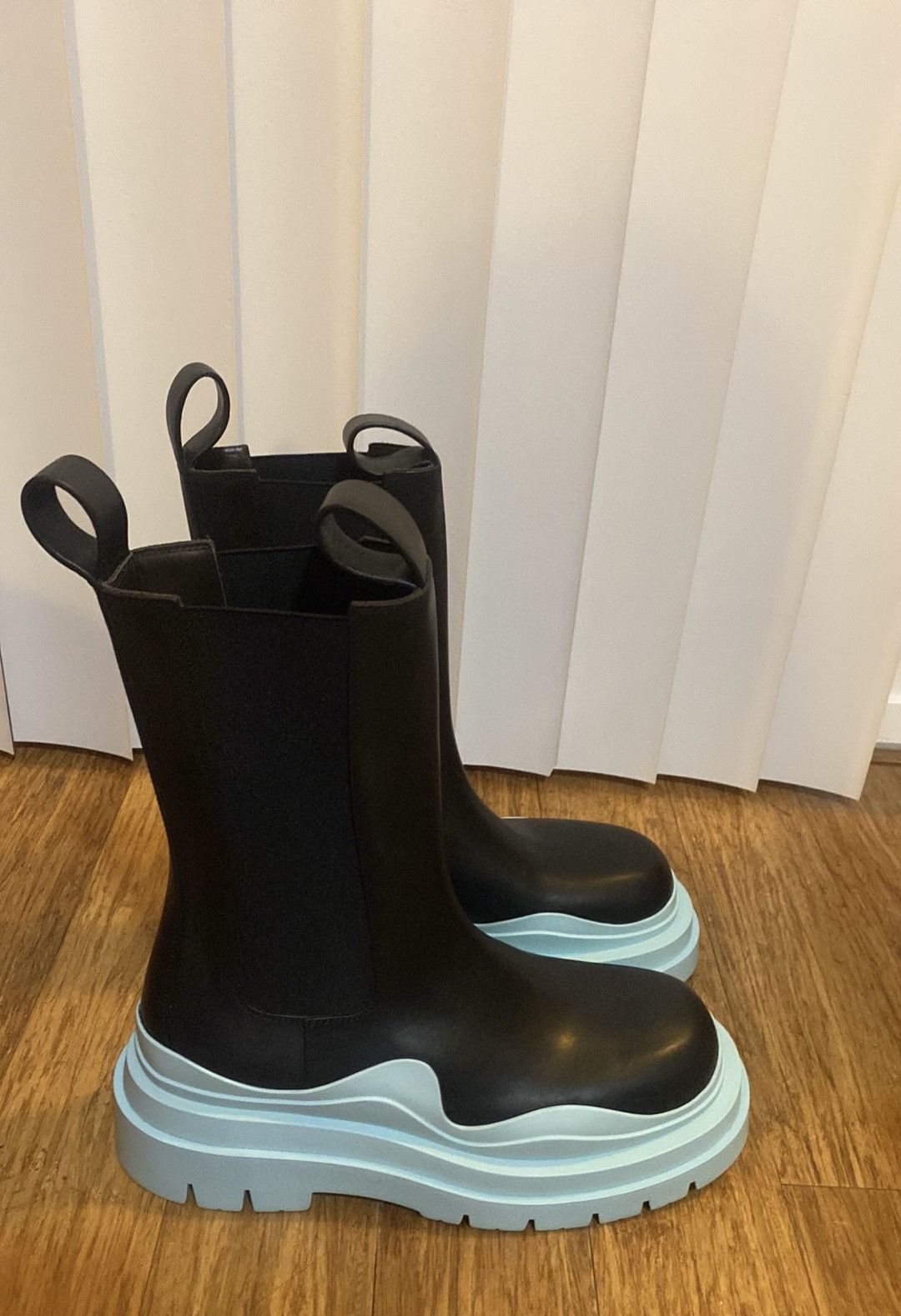 image of Bottega Veneta Tire Chelsea Boots Blue, Women's (Size 9)