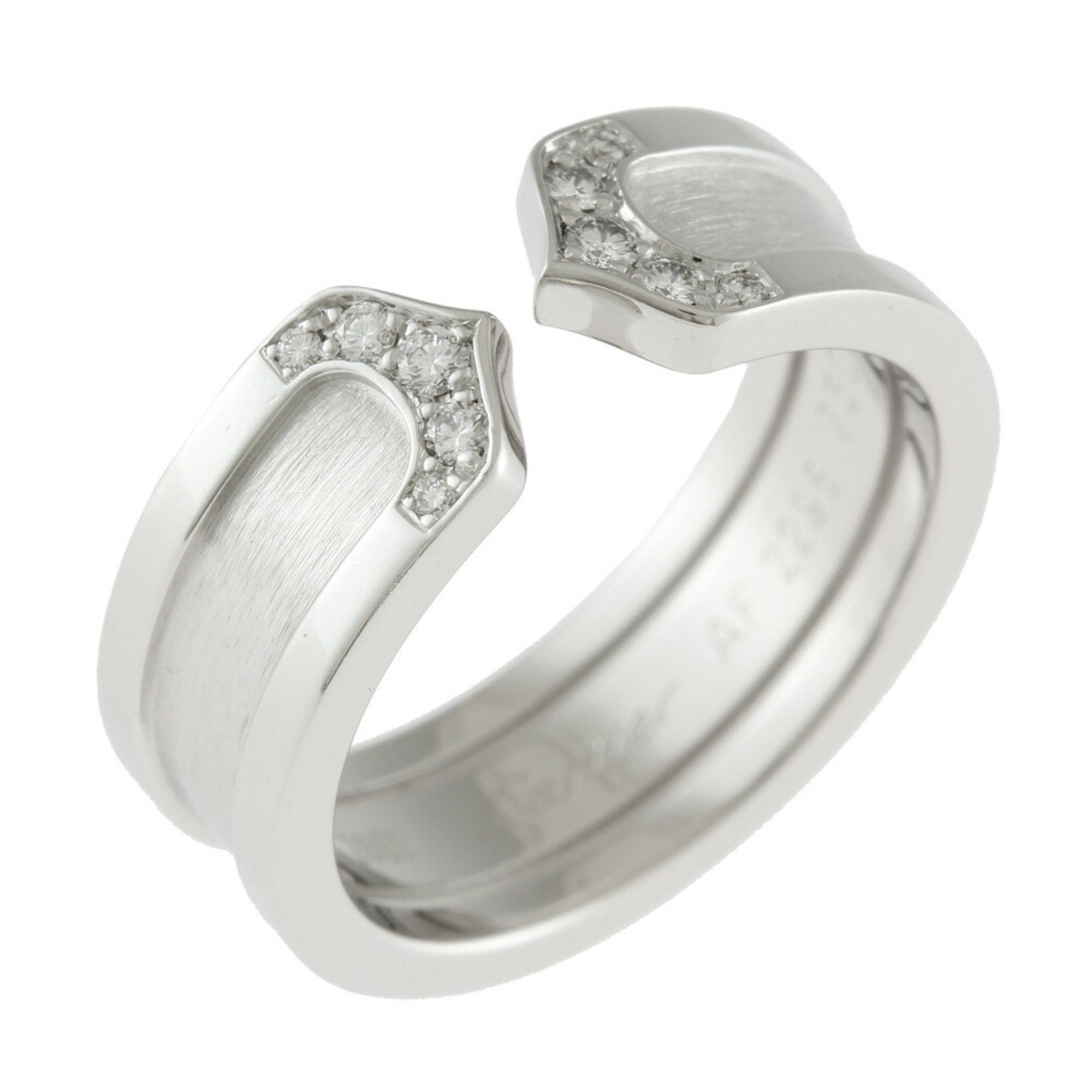 image of Cartier 2C Ring No. 10 18K K18 White Gold Diamond Ladies Cartier in Silver, Women's