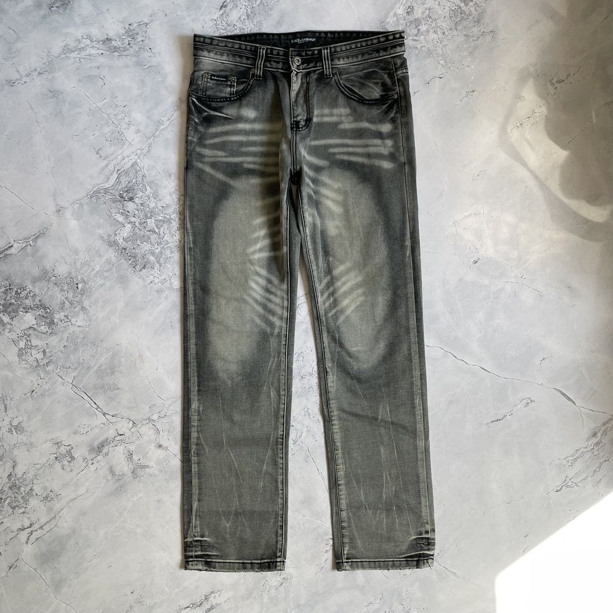 Dolce Gabbana Vintage Jeans Printed Pants Distressed