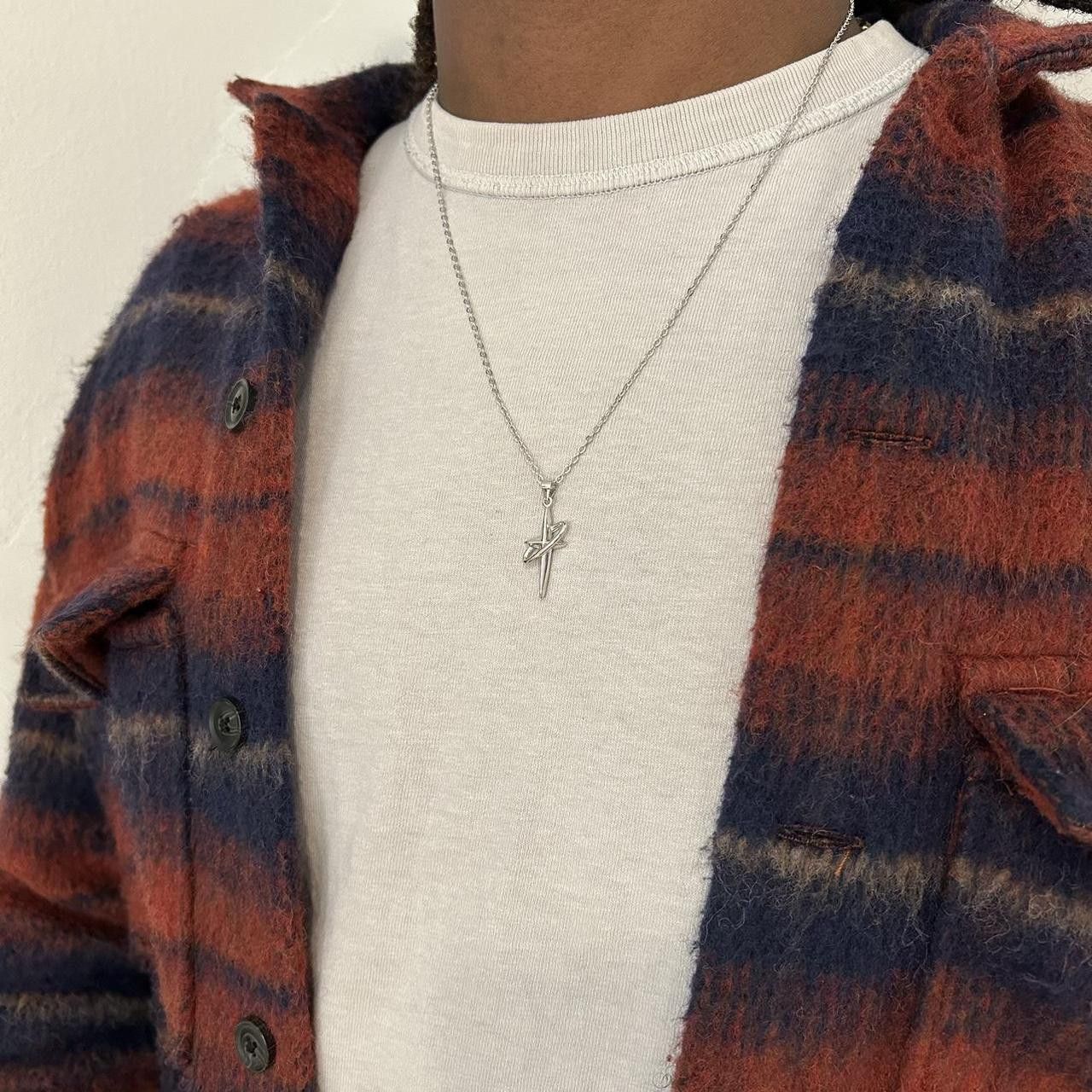 Japanese Brand × Vintage Y2K 2000s Star Cross Circle Pendant Cute Trendy Necklace Size ONE SIZE - 2 Thumbnail