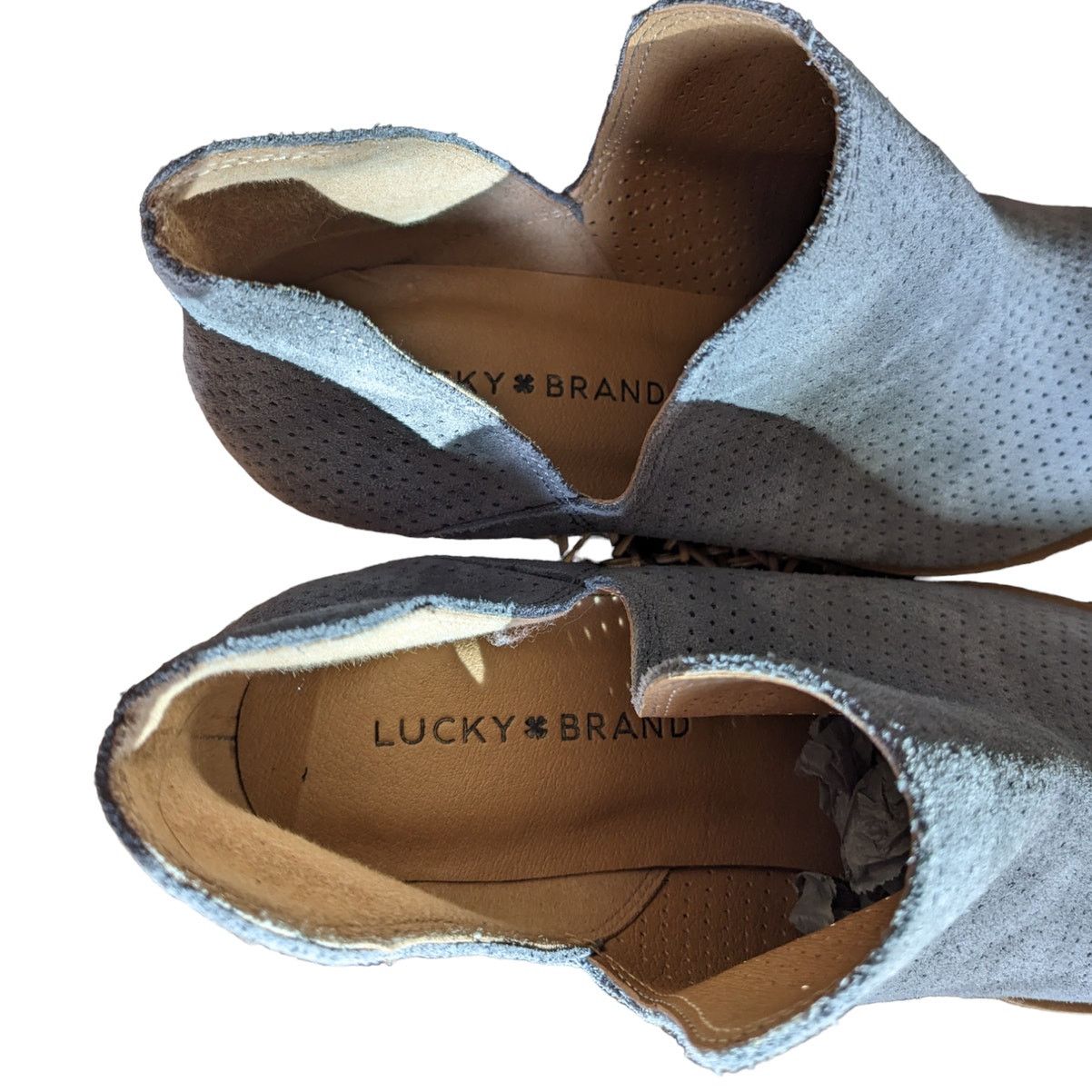 Lucky Brand Lucky Brand Baley Ankle Perforated Gray Suede Booties Size US 7.5 / IT 37.5 - 7 Thumbnail