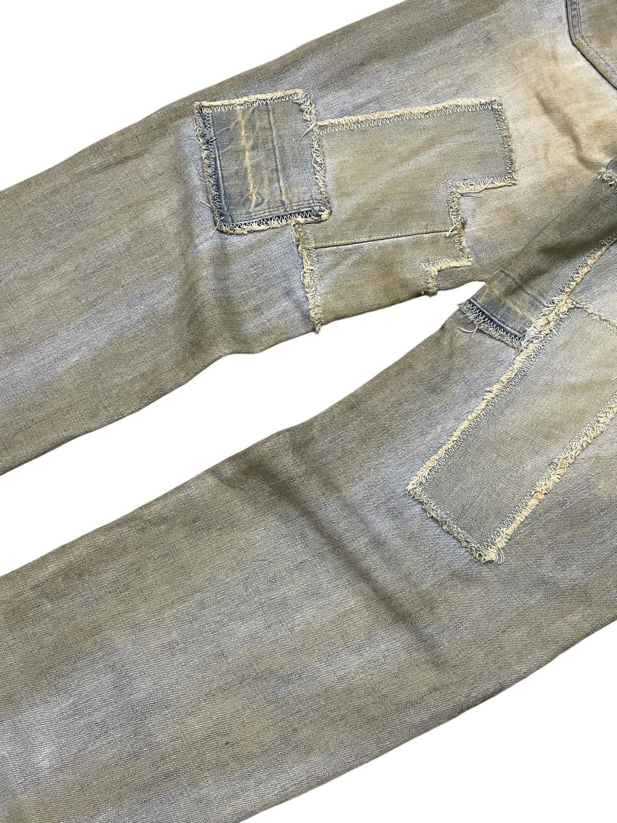 GOSTAR DE FUGA × Hysteric Glamour × Junya Watanabe 6RageBlue Japan Patchwork Distressed Muddy Wash Jeans Size US 34 / EU 50 - 12 Thumbnail