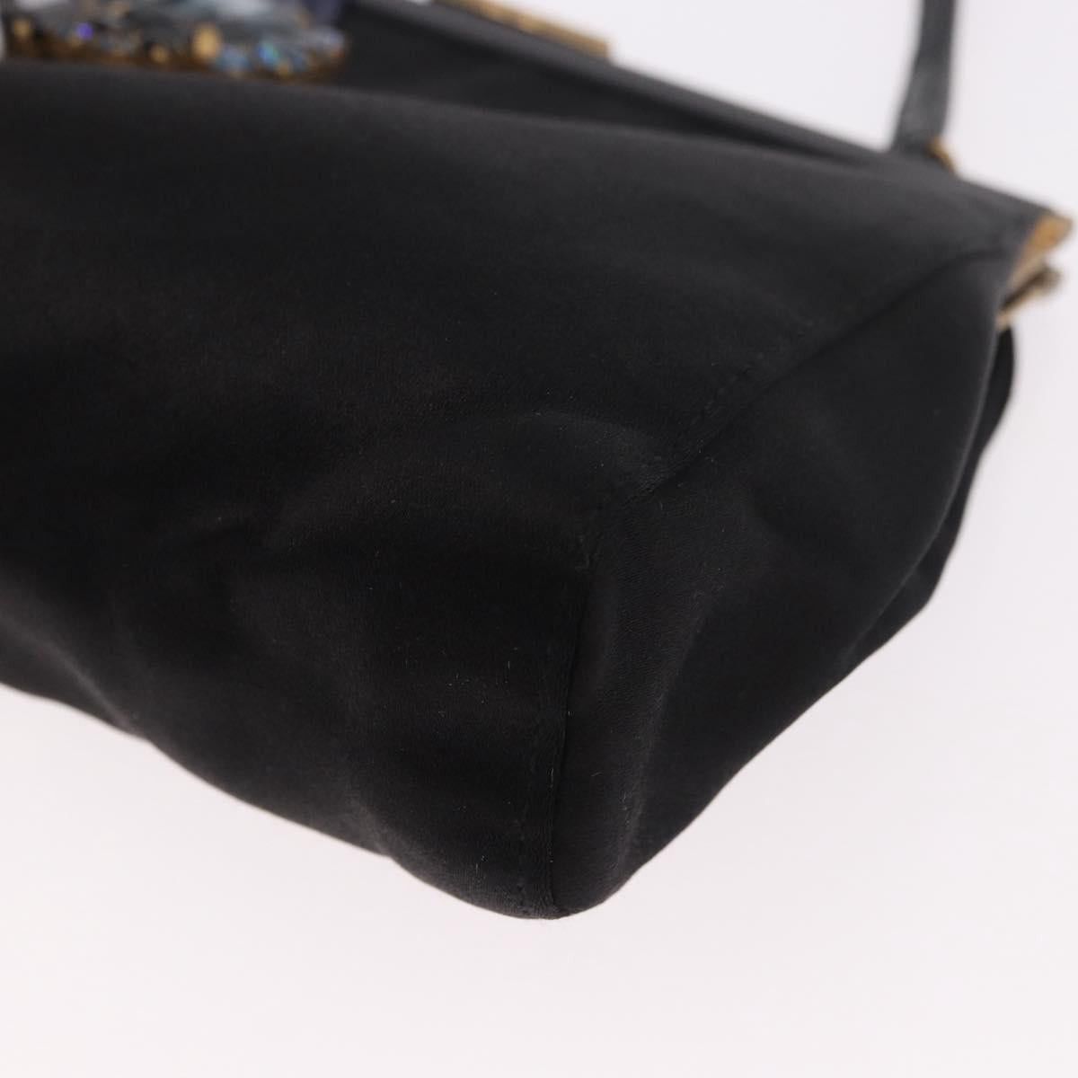 Miu Miu Miu Miu Hand Bag Satin Black Gold Auth 187043A - Jerrillo Size ONE SIZE - 15 Thumbnail