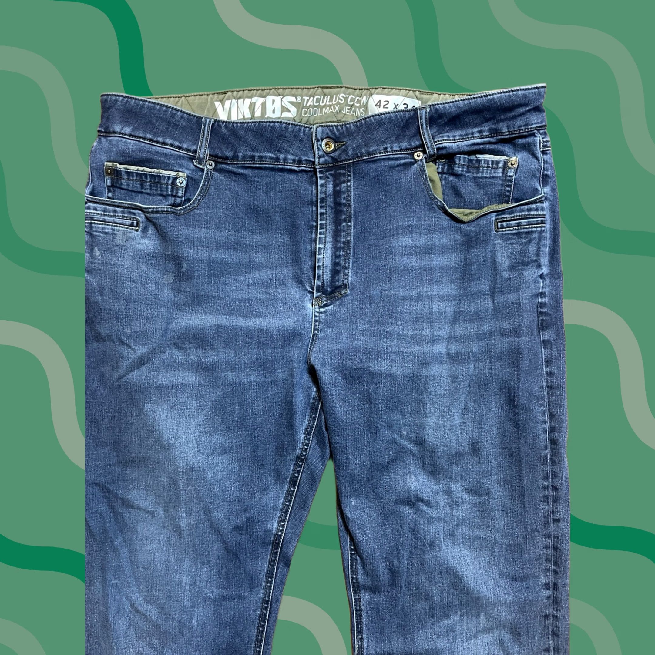 Denime Viktos Jeans Mens 41x32 Blue Denim Regular straight USA Pocket Breathable F565 Size US 41 - 1 Thumbnail