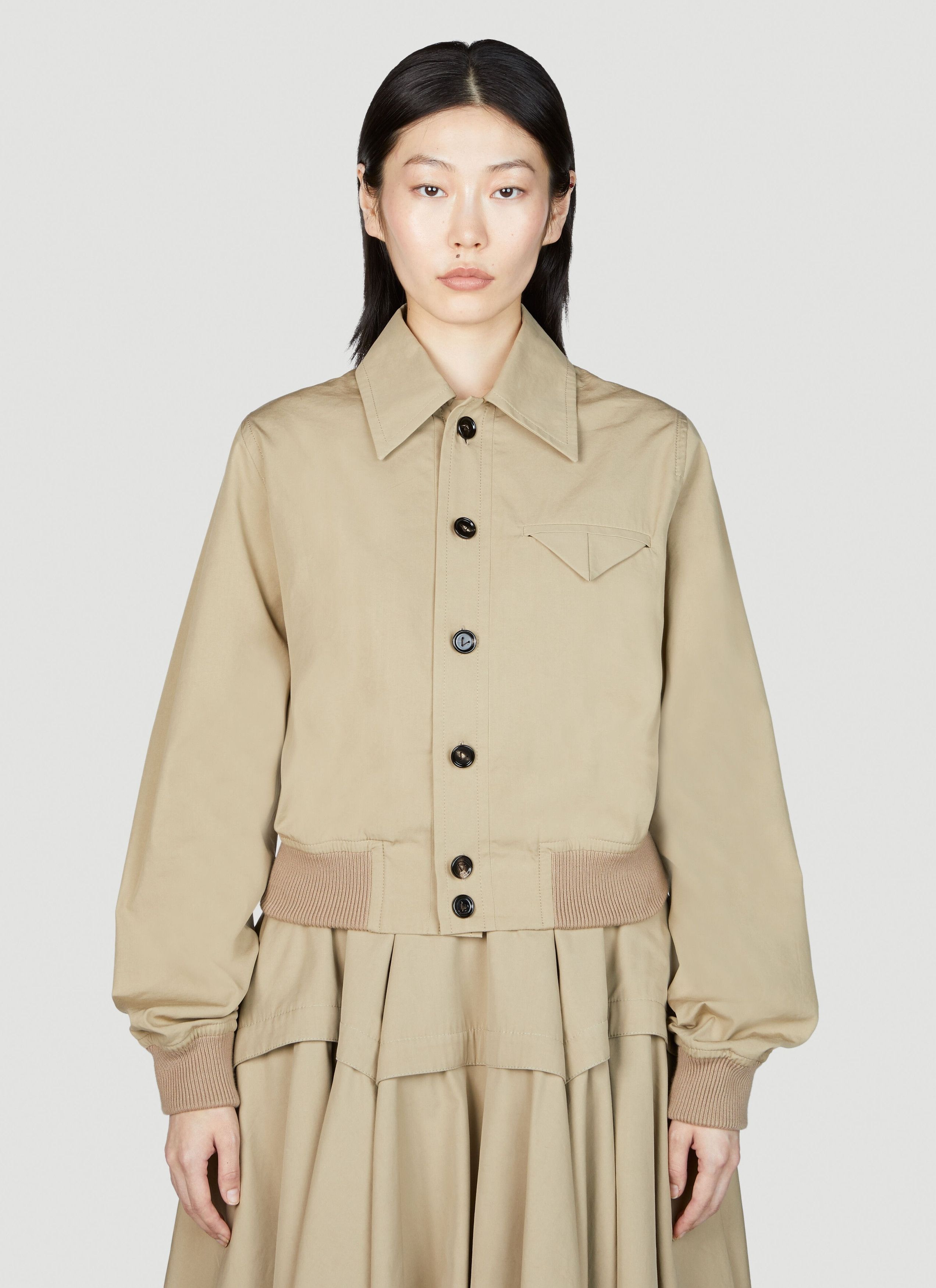 Bottega Veneta o1n1vont1225 Compact Cotton Jacket in Beige Size XS / US 0-2 / IT 36-38 - 1 Thumbnail