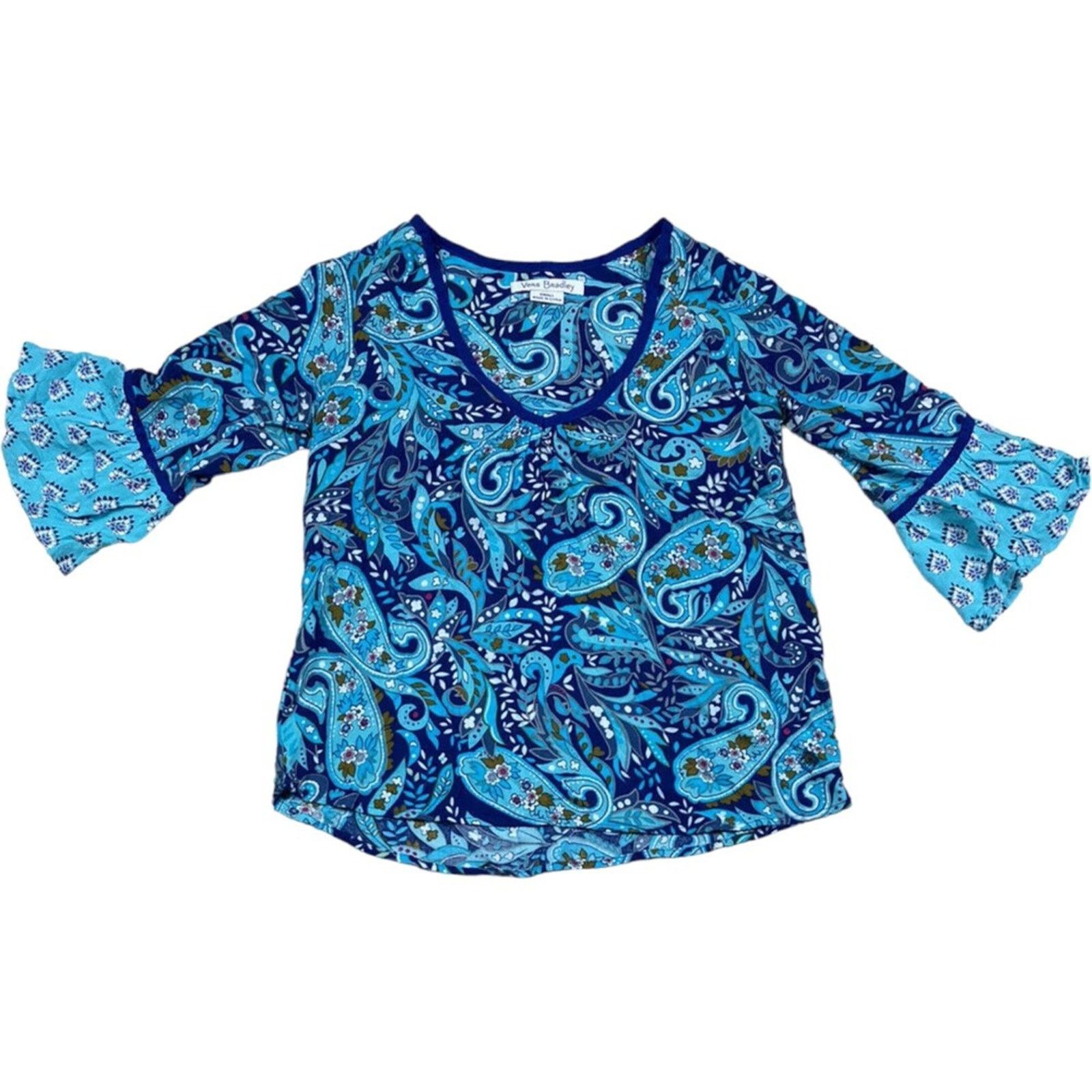 Vera Bradley VERA BRADLEY Blue Daisy Paisley Kelsey Flutter Top, M Size M / US 6-8 / IT 42-44 - 1 Thumbnail
