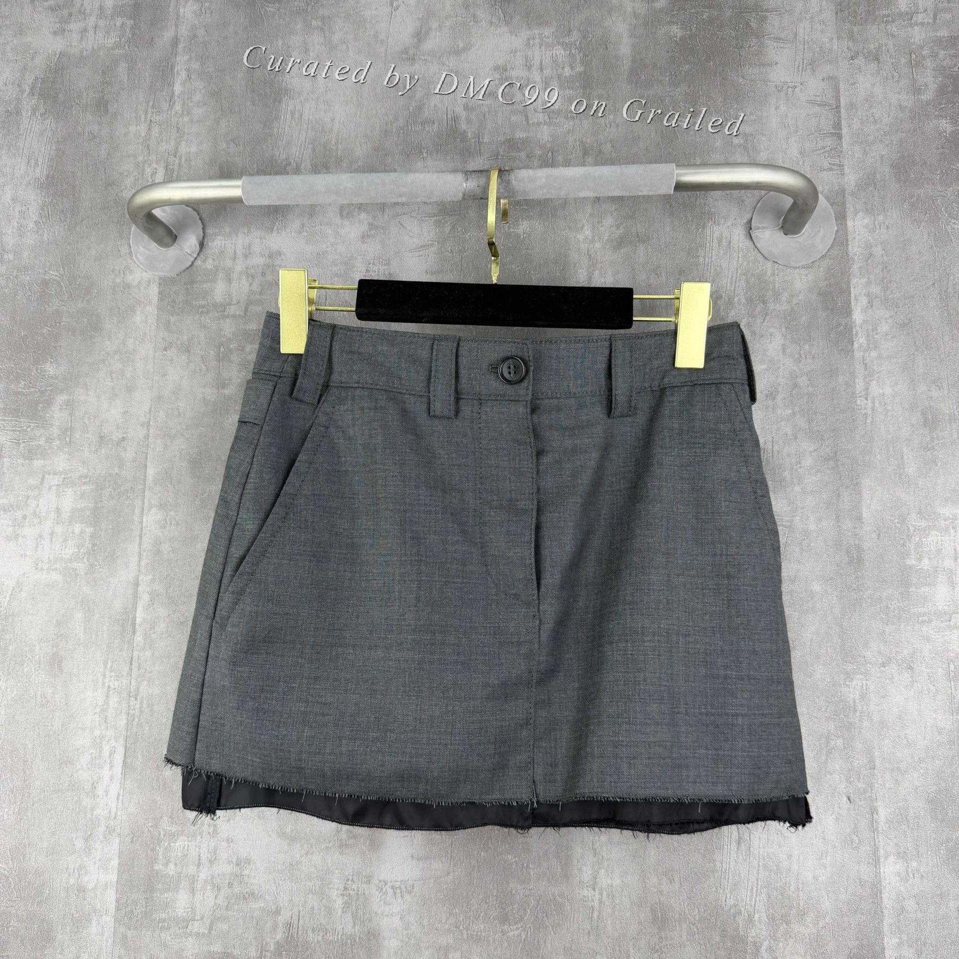 Miu Miu Miumiu Embroidered Logo Fringe Wool Skirt Size 36" / US 14 / IT 50 - 1 Thumbnail