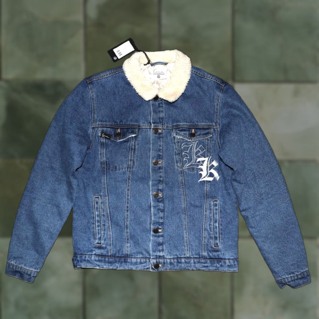 Karl Kani KARL KANI Jacket Denim Sherpa KM224-062-1 KK OLD ENGLISH Denim Jacket SHERPA UNISEX MEDIUM MENS Size US M / EU 48-50 / 2 - 1 Thumbnail