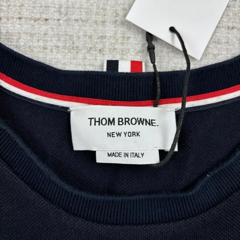 Thom Browne Thom Browne Solid color round-neck four-bar pullover short Size US XXL / EU 58 / 5 - 4 Thumbnail