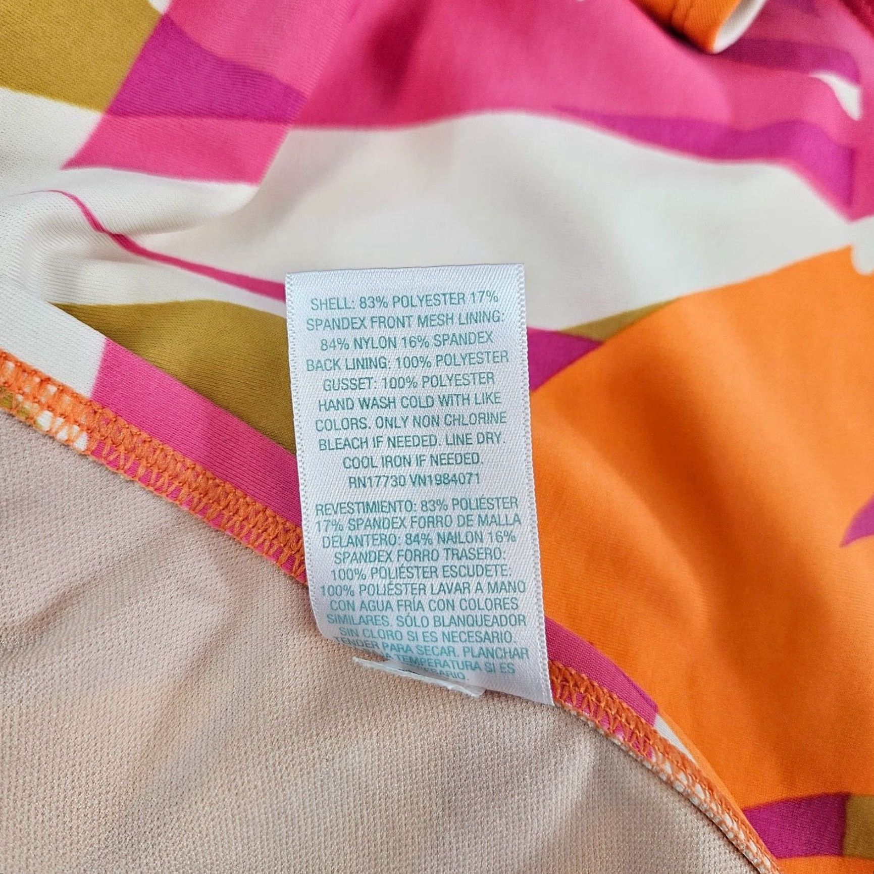 Vintage Kona Sol Womens Bikini Bottom Sz 2X Pink Orange High Waist Full Seat Coverage Size 40" / US 18 - 3 Thumbnail