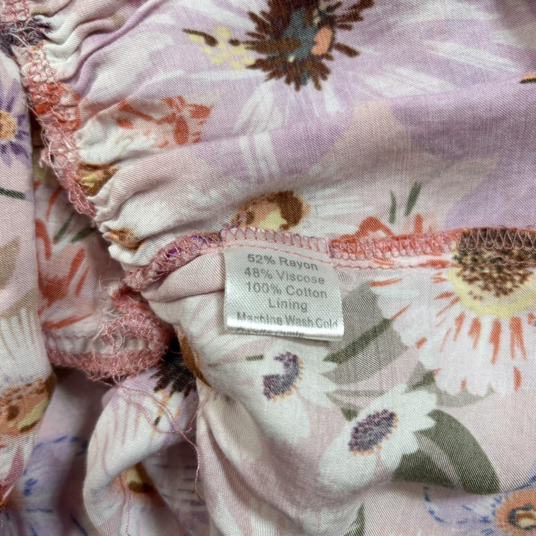 Vintage Rachel Parcell Dress Women 6 Pink Floral Button Ruffle Boho Tiered Art Shirt Dress Puff Sleeve Collared Mockup Size M / US 6-8 / IT 42-44 - 4 Thumbnail