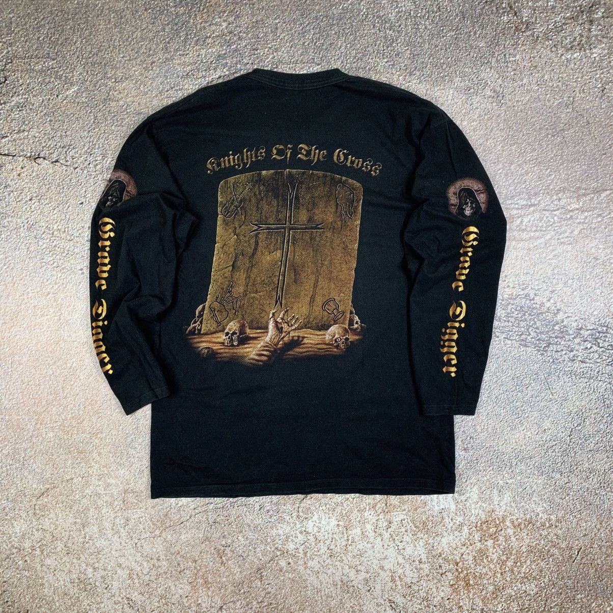 Band Tees Grave Digger Knight Of The Cross Vintage Long Sleeve T Shirt Size US XL / EU 56 / 4 - 5 Thumbnail