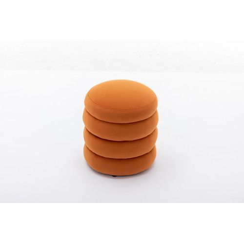 Designer × Homemade 006-Soft Velvet Round Ottoman Footrest Stool,Orange Size US L / EU 52-54 / 3 - 5 Thumbnail